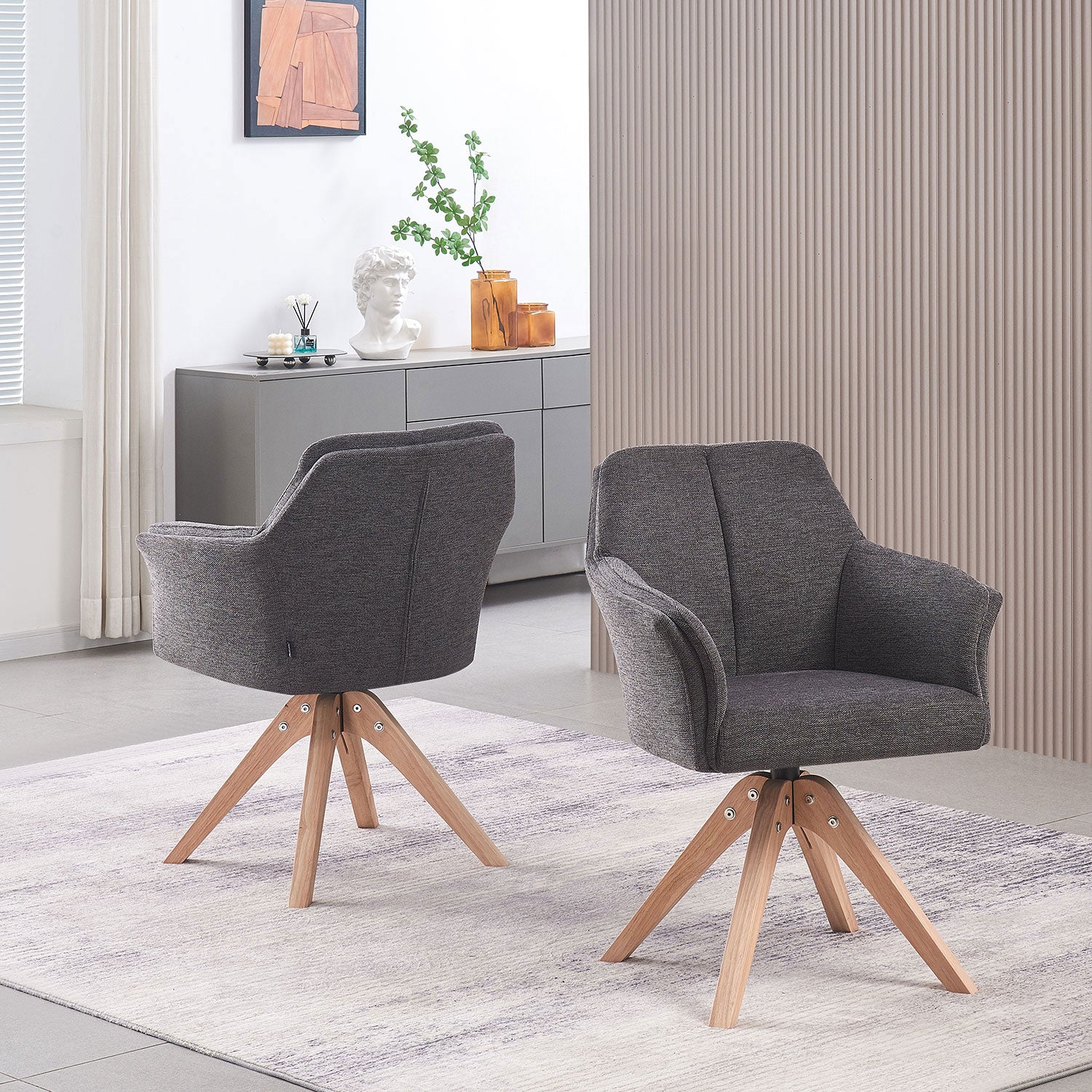Esszimmerstuhl DAISY – Drehbarer Stuhl mit Armlehne & Holzgestell | B&D home