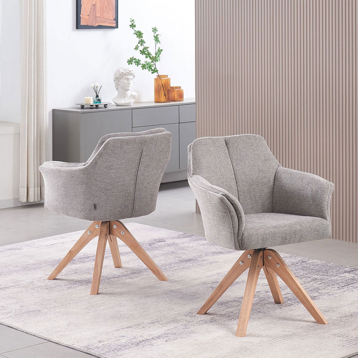 Esszimmerstuhl DAISY – Drehbarer Stuhl mit Armlehne & Holzgestell | B&D home