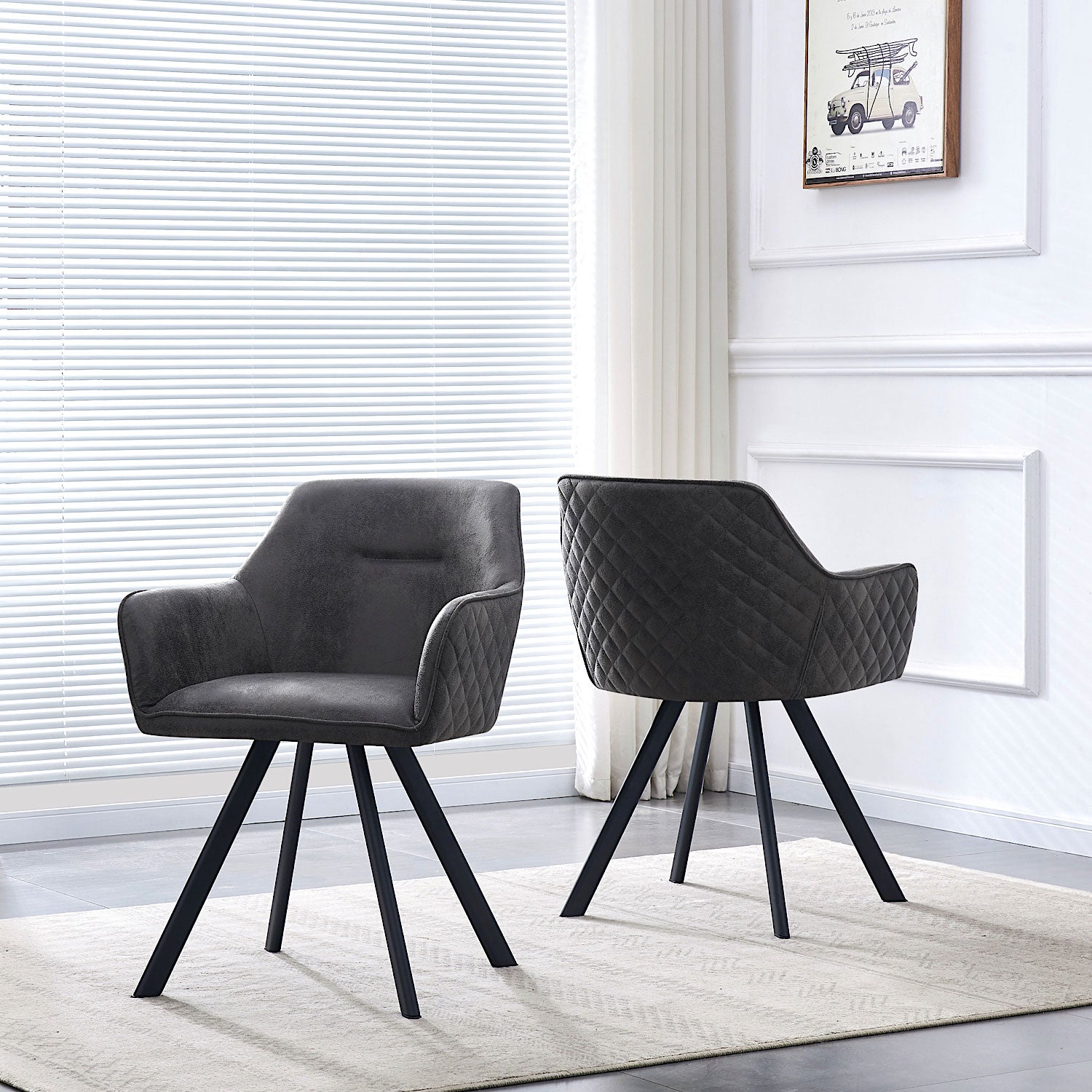 Esszimmerstühle 2er Set CYRUS – mit Armlehne & Stepppolsterung| B&D home