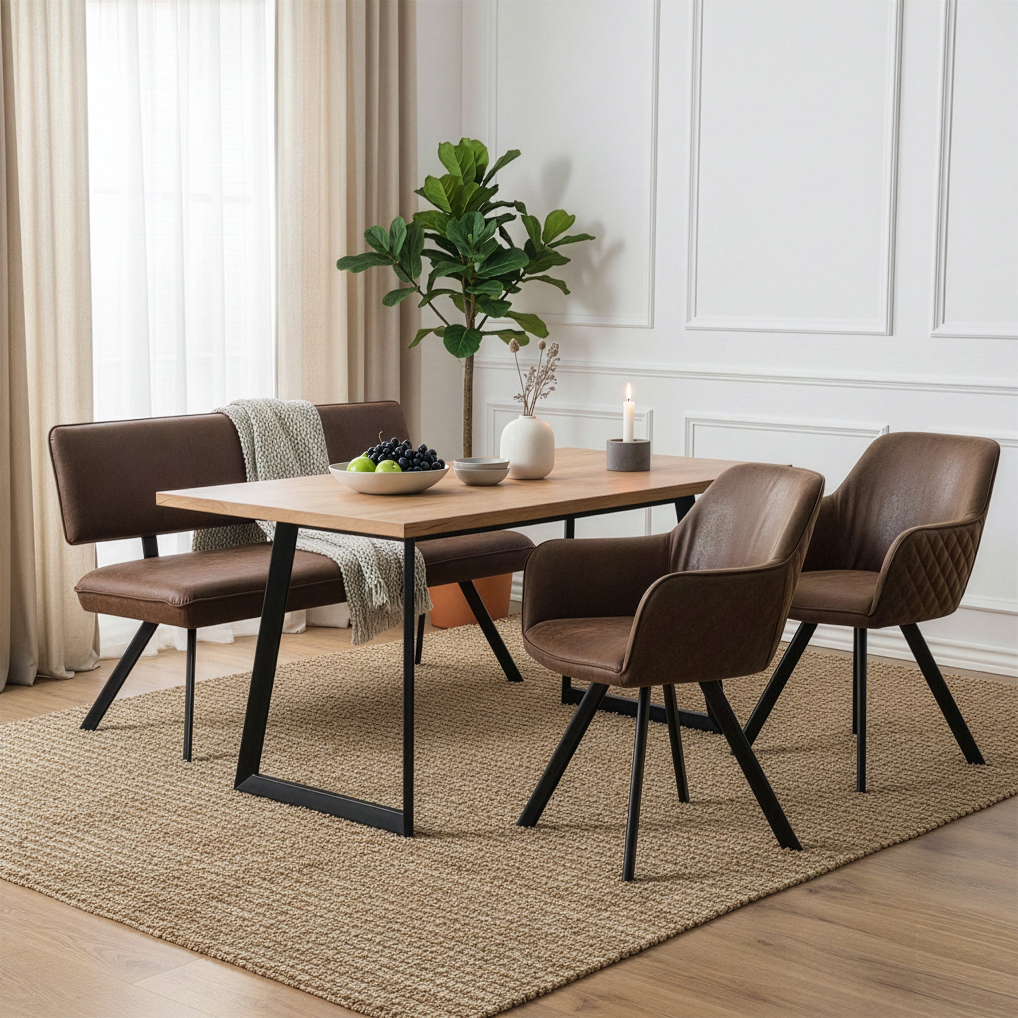 Esszimmerstühle 2er Set CYRUS – mit Armlehne & Stepppolsterung| B&D home