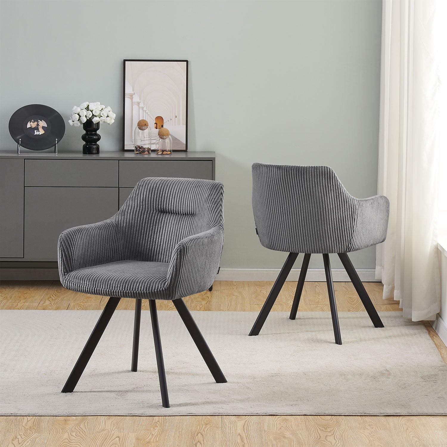 Esszimmerstühle 2er Set CYRUS – mit Armlehne & Stepppolsterung| B&D home