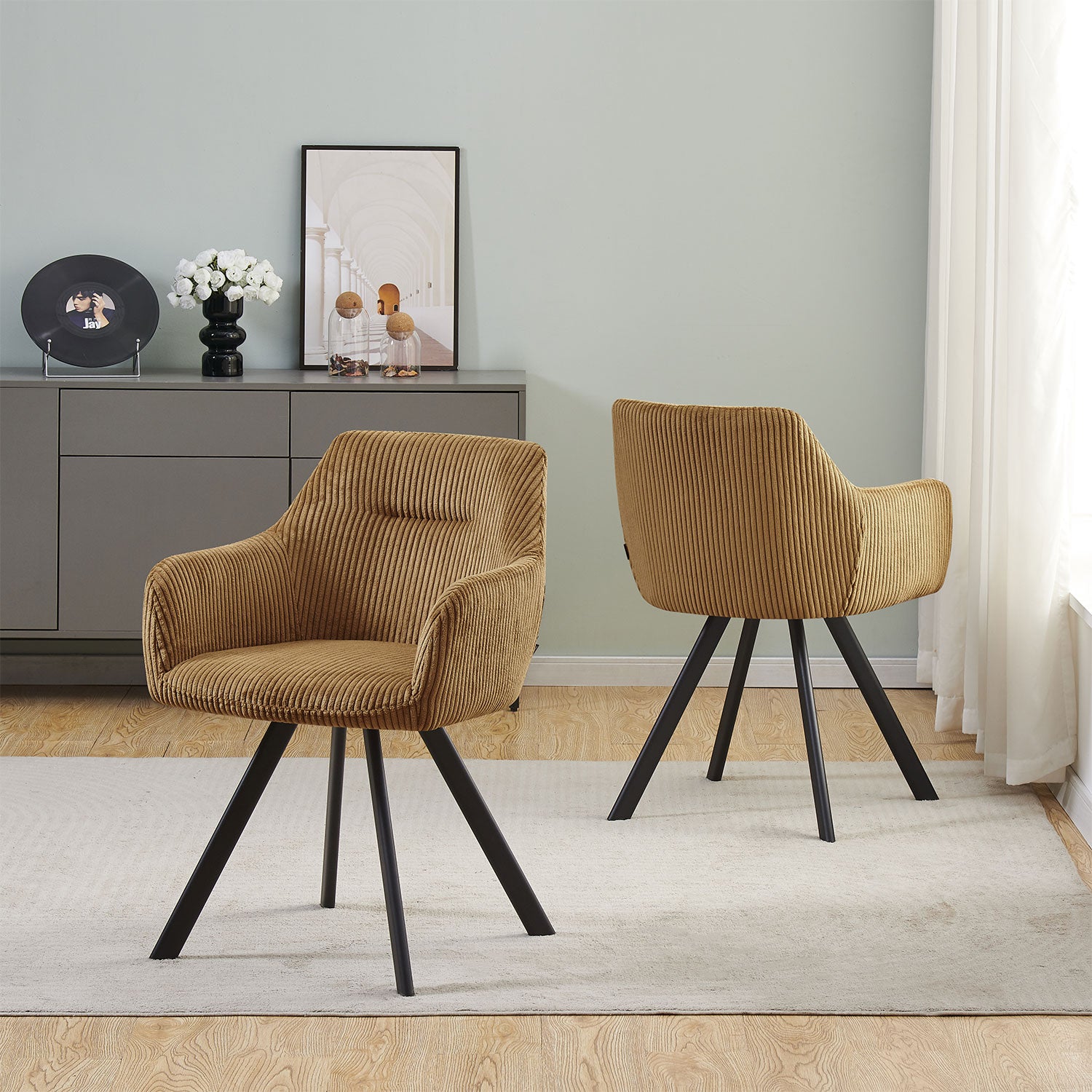 Esszimmerstühle 2er Set CYRUS – mit Armlehne & Stepppolsterung| B&D home
