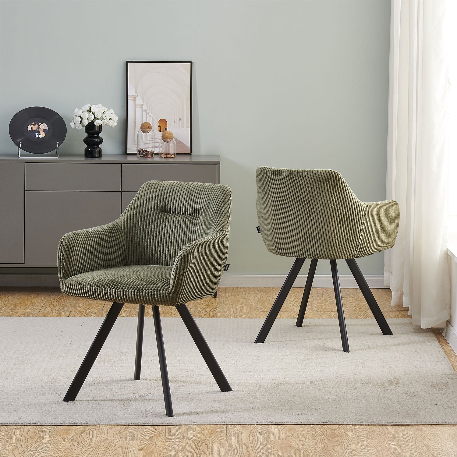 Esszimmerstühle 2er Set CYRUS – mit Armlehne & Stepppolsterung| B&D home