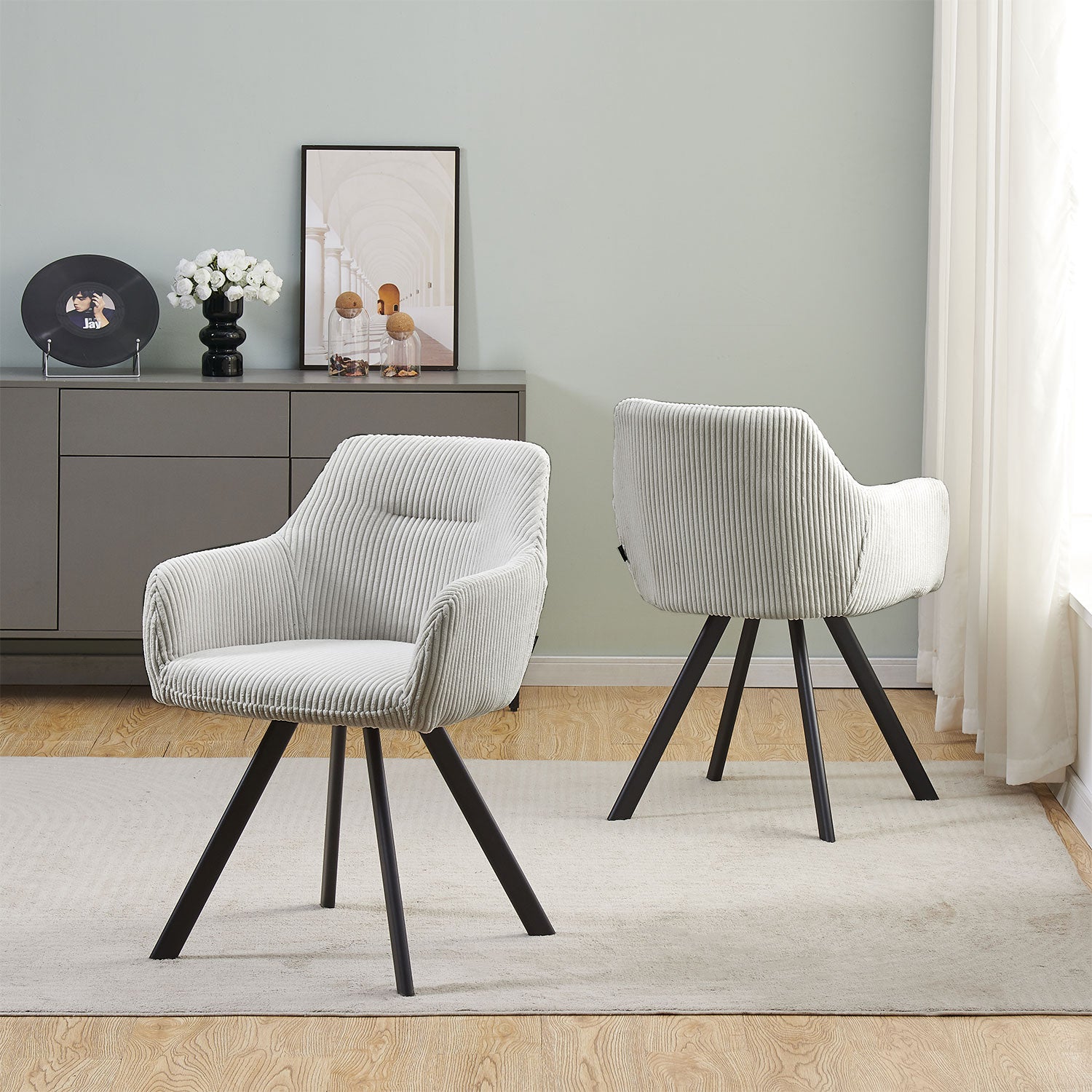 Esszimmerstühle 2er Set CYRUS – mit Armlehne & Stepppolsterung| B&D home