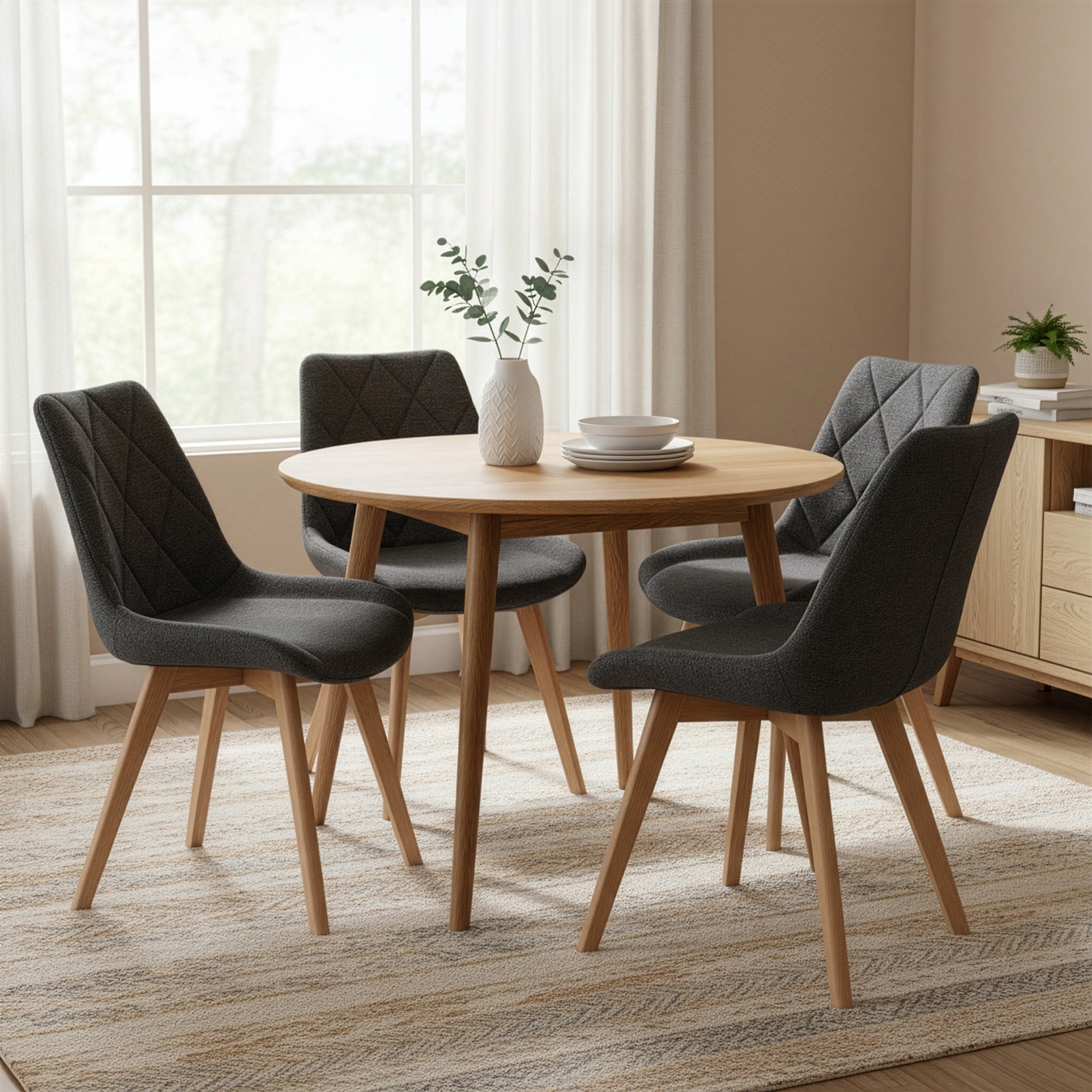 Esszimmerstühle 2er Set TANIA – Polsterstuhl mit Steppung & Holzbeinen | B&D home