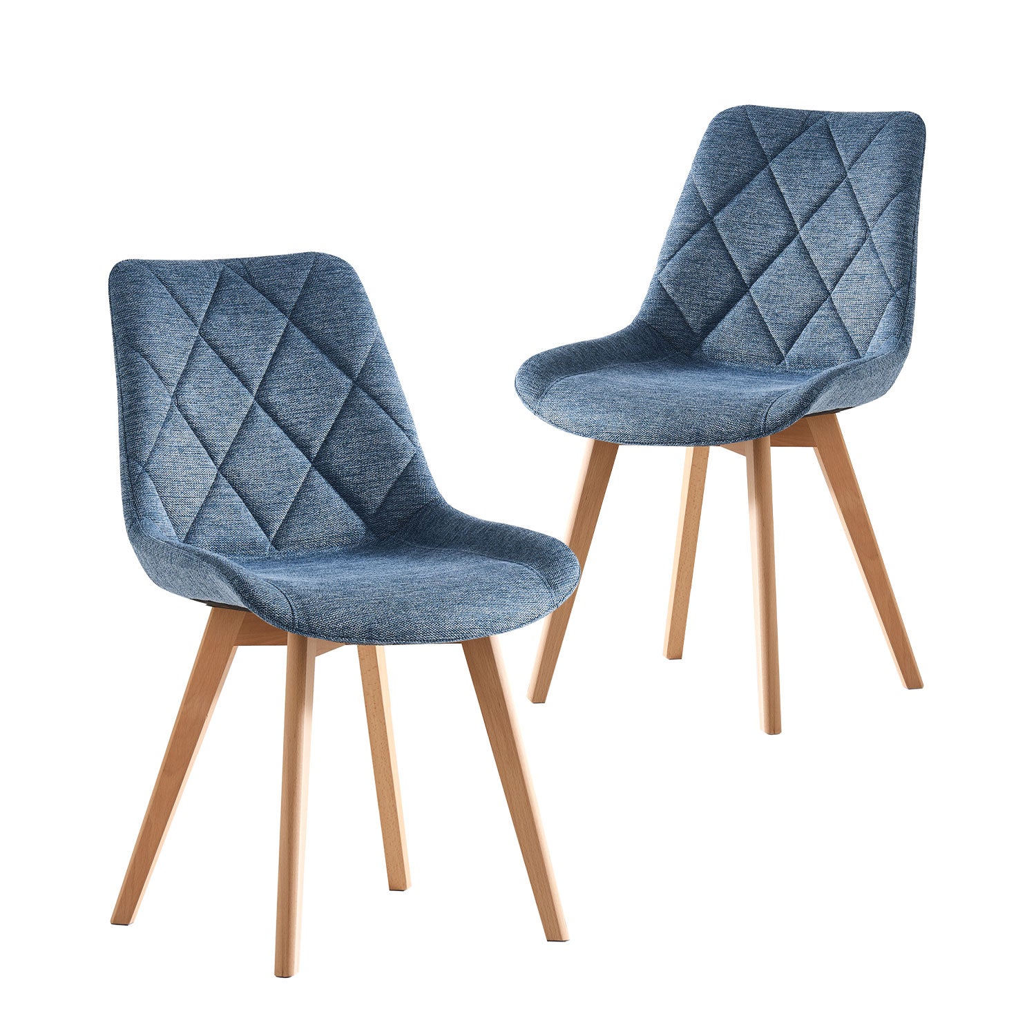 Esszimmerstühle 2er Set TANIA – Polsterstuhl mit Steppung & Holzbeinen | B&D home