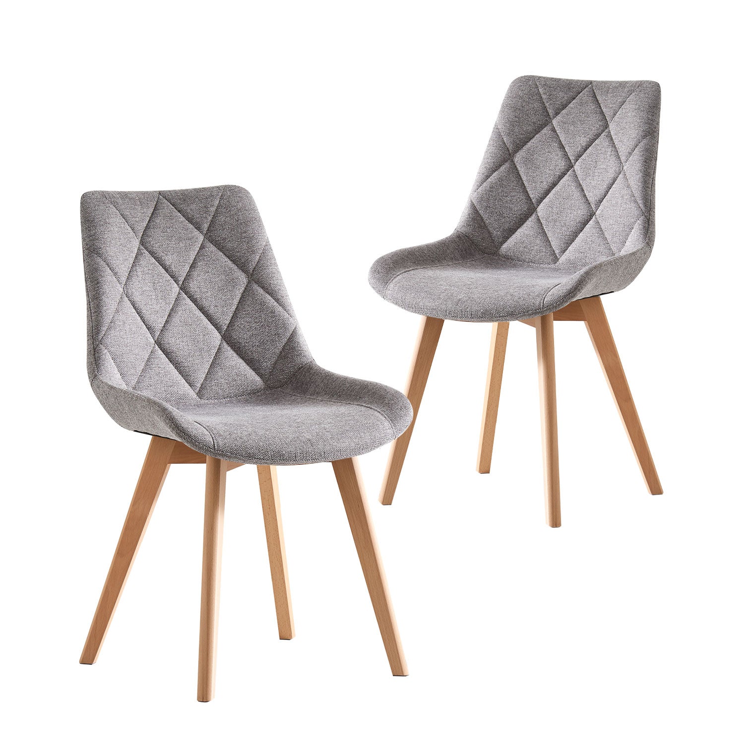 Esszimmerstühle 2er Set TANIA – Polsterstuhl mit Steppung & Holzbeinen | B&D home