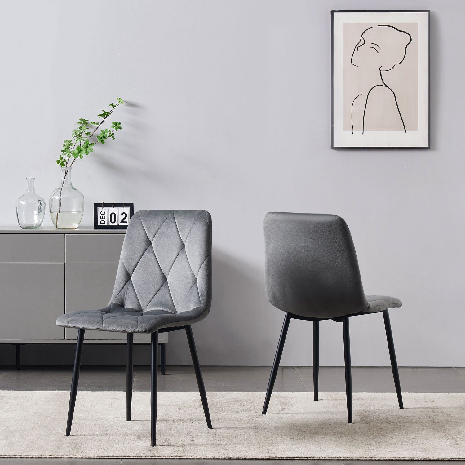 Esszimmerstühle 2er Set /4er Set VICKA – Polsterstuhl mit Steppung & Metallgestell | B&D home