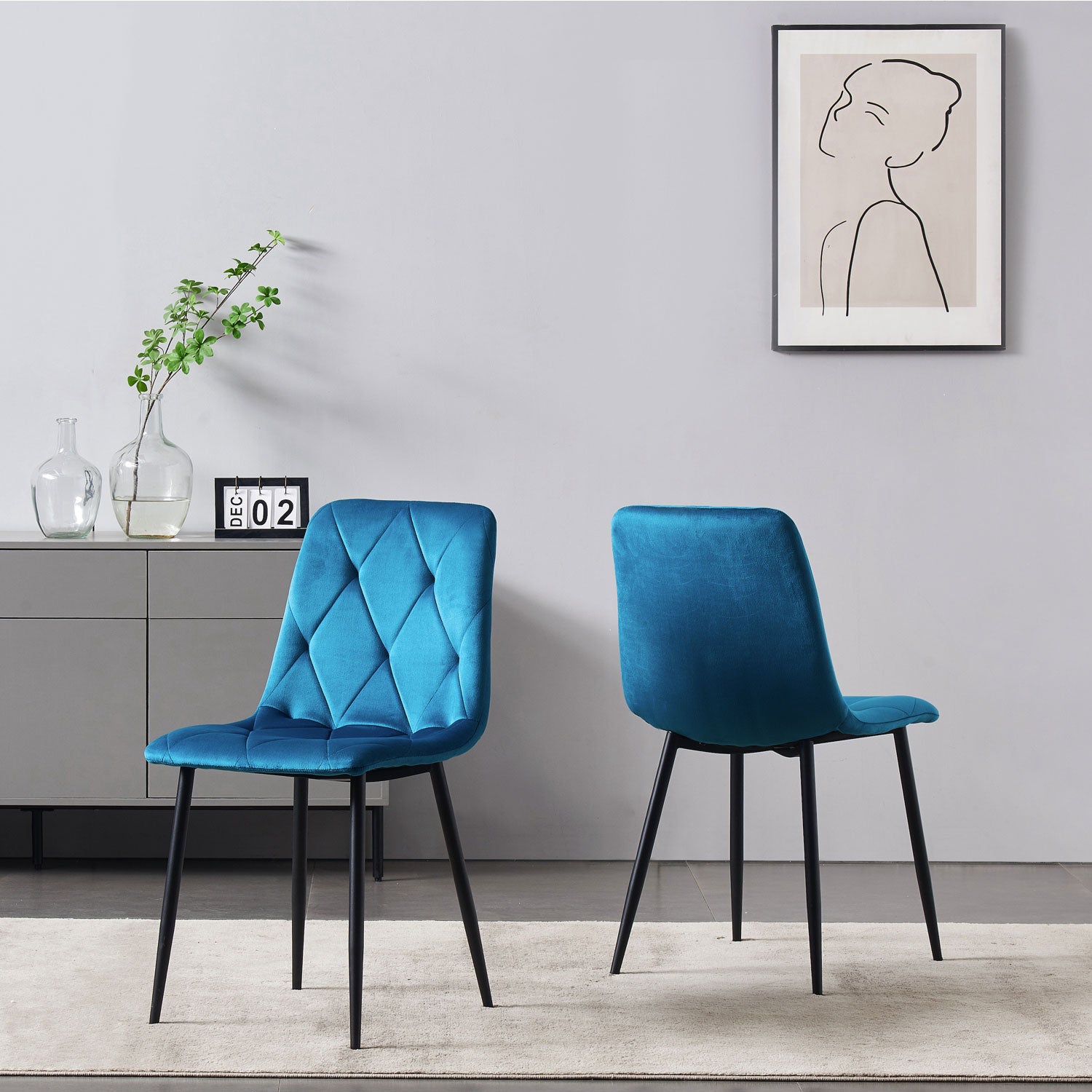 Esszimmerstühle 2er Set /4er Set VICKA – Polsterstuhl mit Steppung & Metallgestell | B&D home