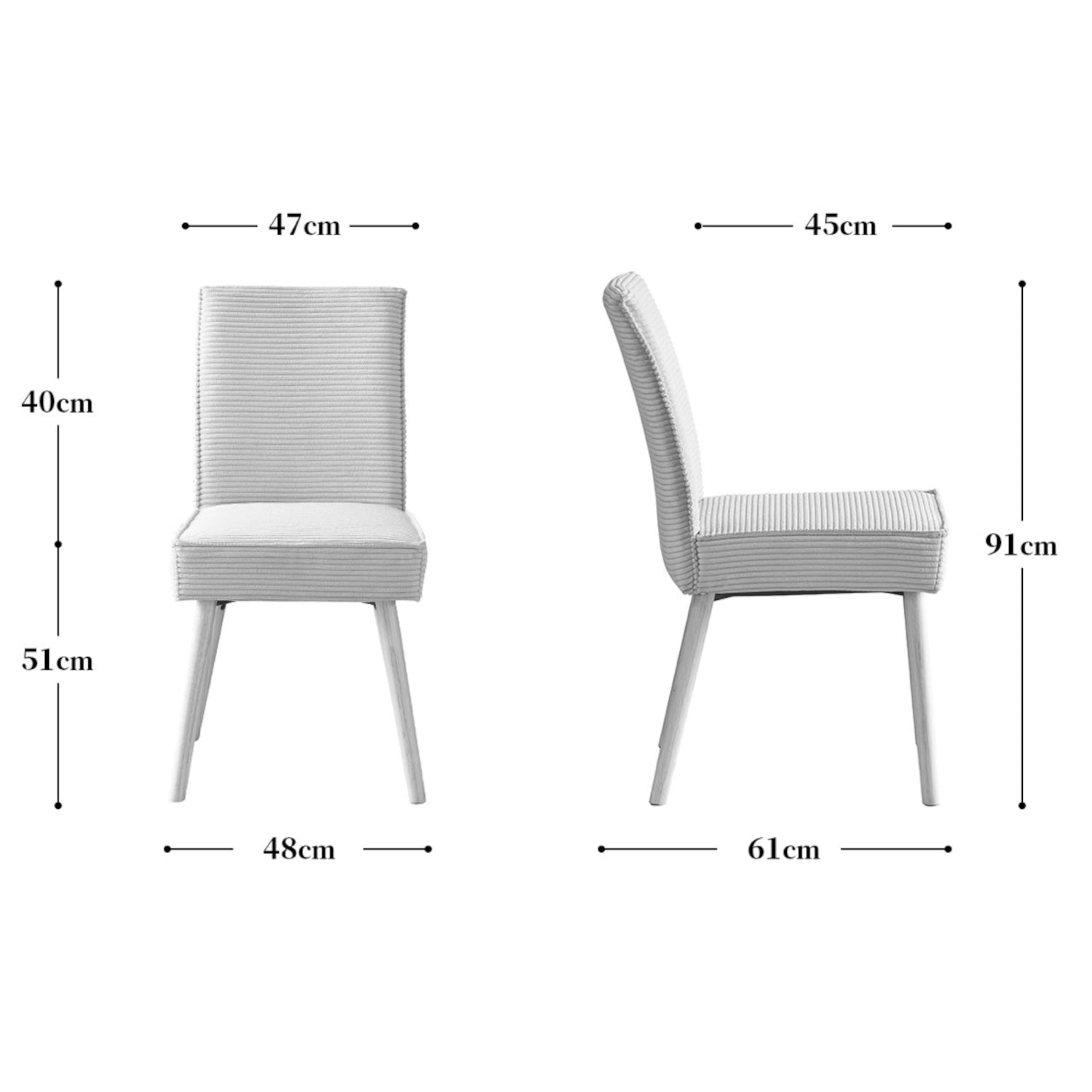 Maßbild für Esszimmerstühle 2er Set CEDRIC | komfortabel & stilvoll | B&D home