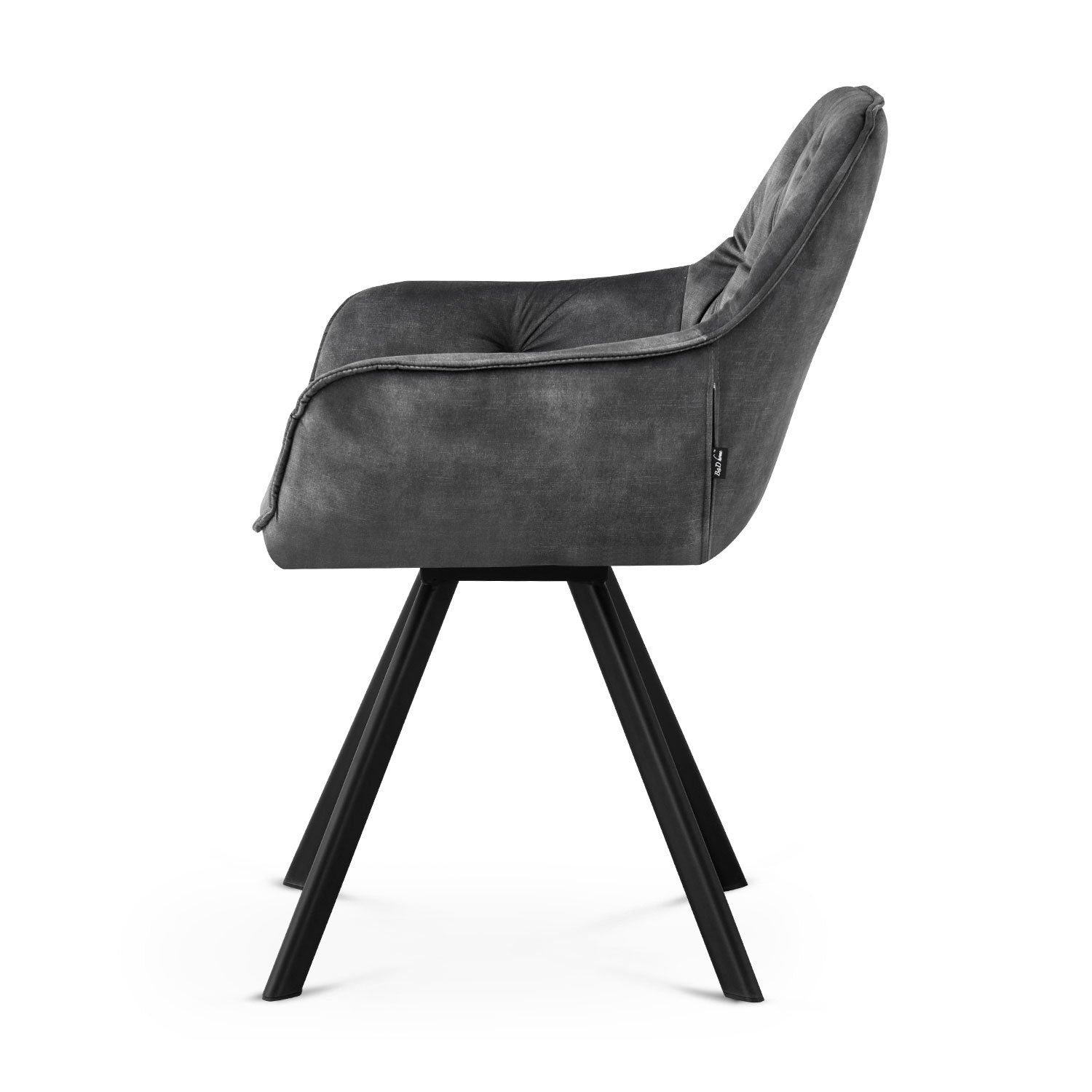 Drehstuhl DIETER 2er Set – Drehbarer Polsterstuhl mit Knopfsteppung & Metallgestell | B&D home