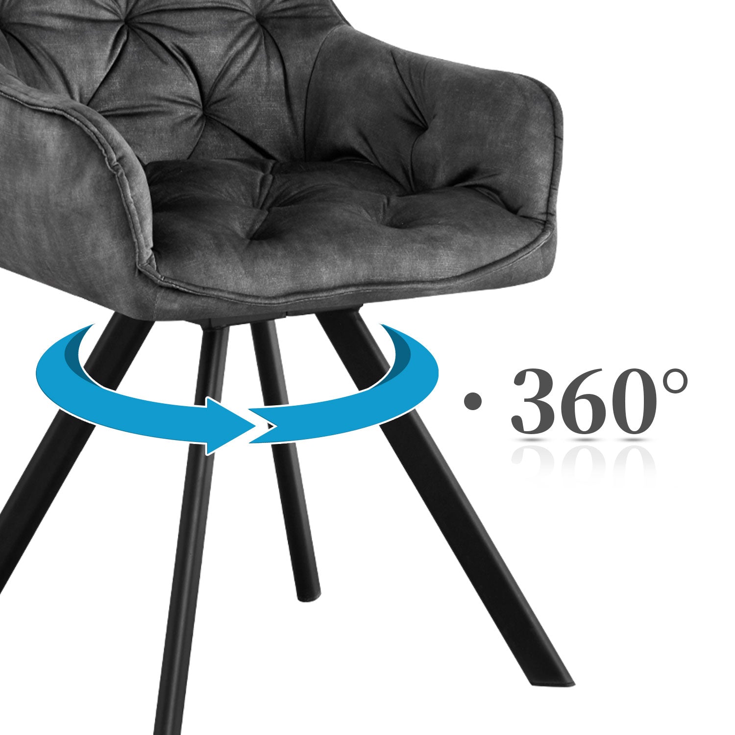 Drehstuhl DIETER 2er Set – Drehbarer Polsterstuhl mit Knopfsteppung & Metallgestell | B&D home