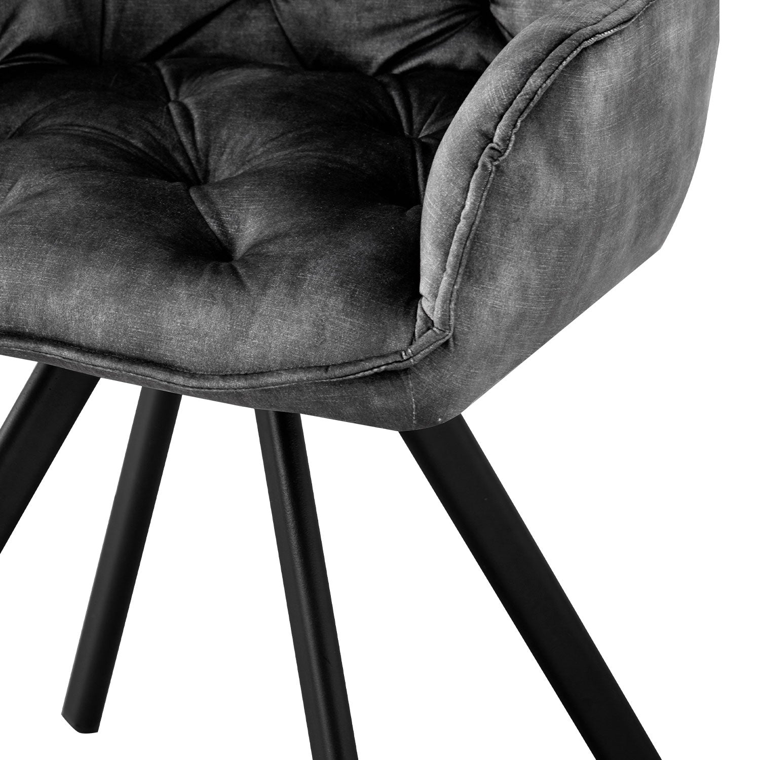 Drehstuhl DIETER 2er Set – Drehbarer Polsterstuhl mit Knopfsteppung & Metallgestell | B&D home