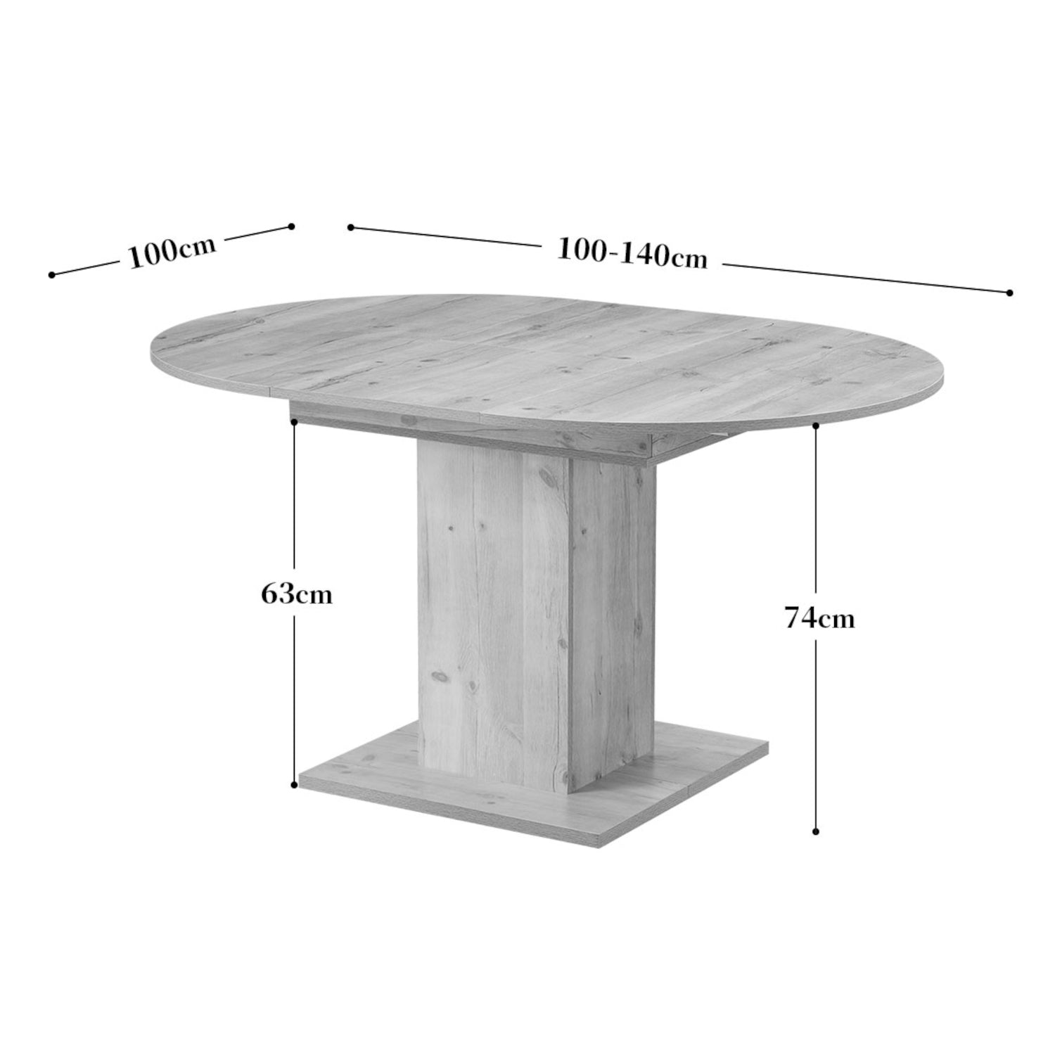 Maßbild für Esstisch WIM | praktisch & modern | B&D home