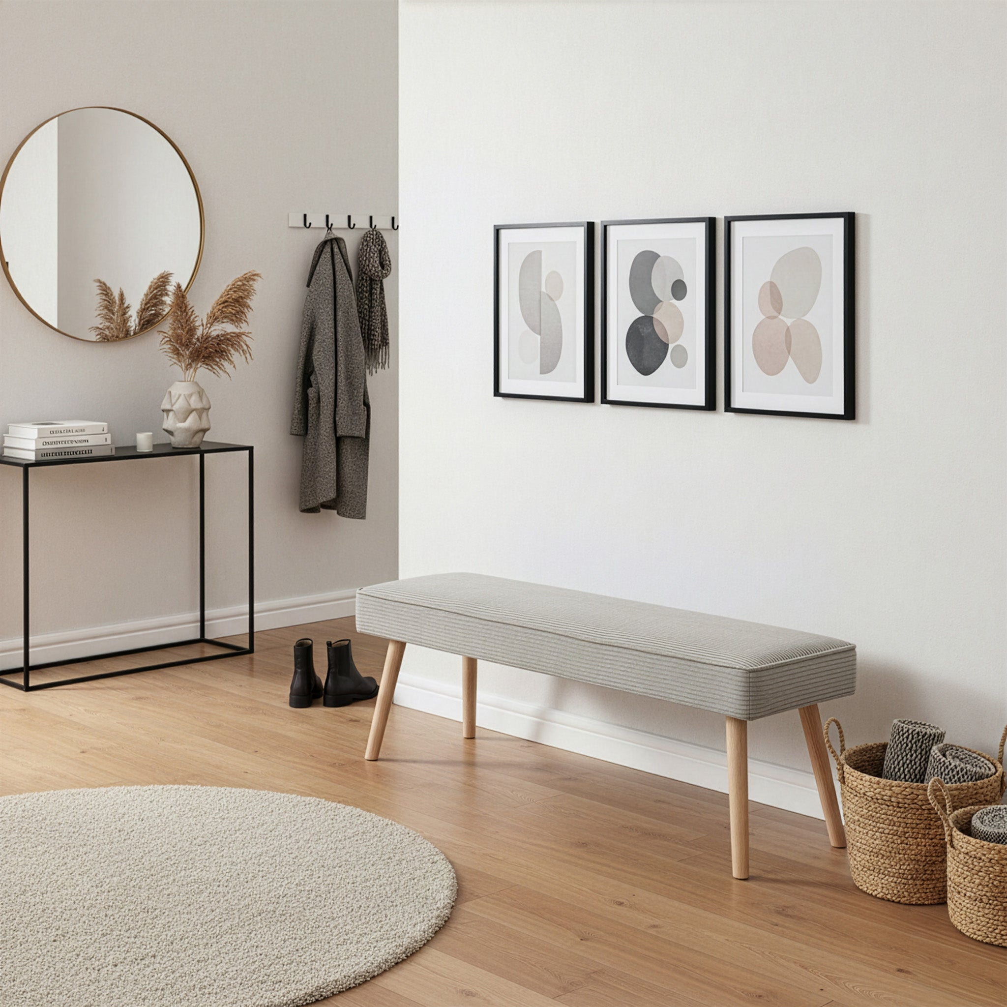 Sitzbank EMIL – Polsterbank aus Cordstoff mit Holzbeinen | B&D home