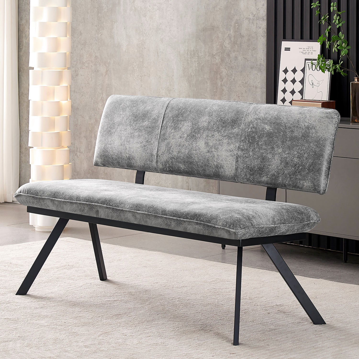 Sitzbank JUNA – Polsterbank mit Rückenlehne & Metallgestell | B&D home