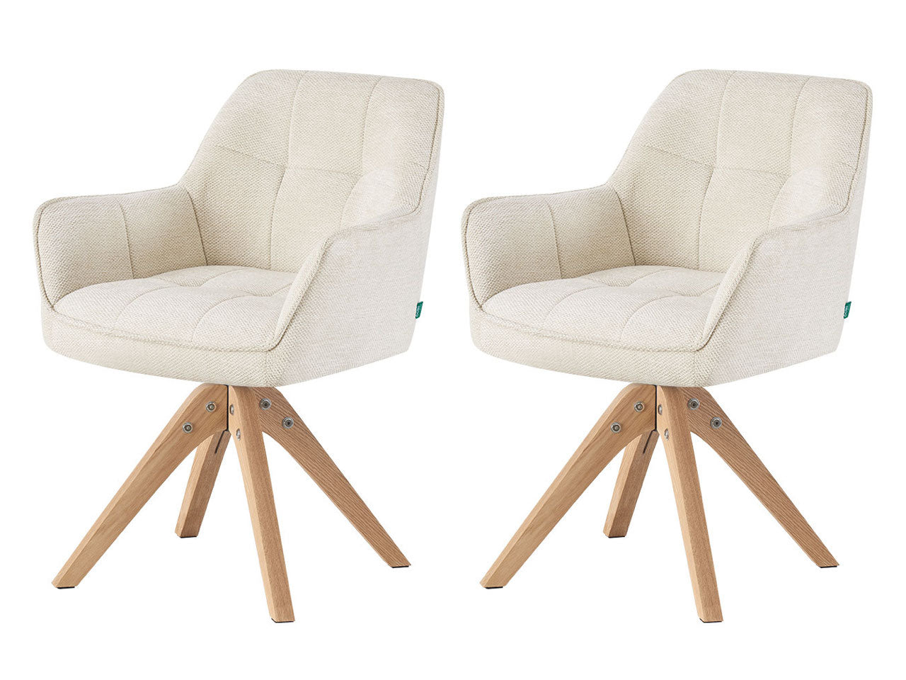 RETOURENRÜCKLÄUFER Esszimmerstuhl Thomas | 360° drehbar | Massivholzgestell | Creme | DUBI Möbel