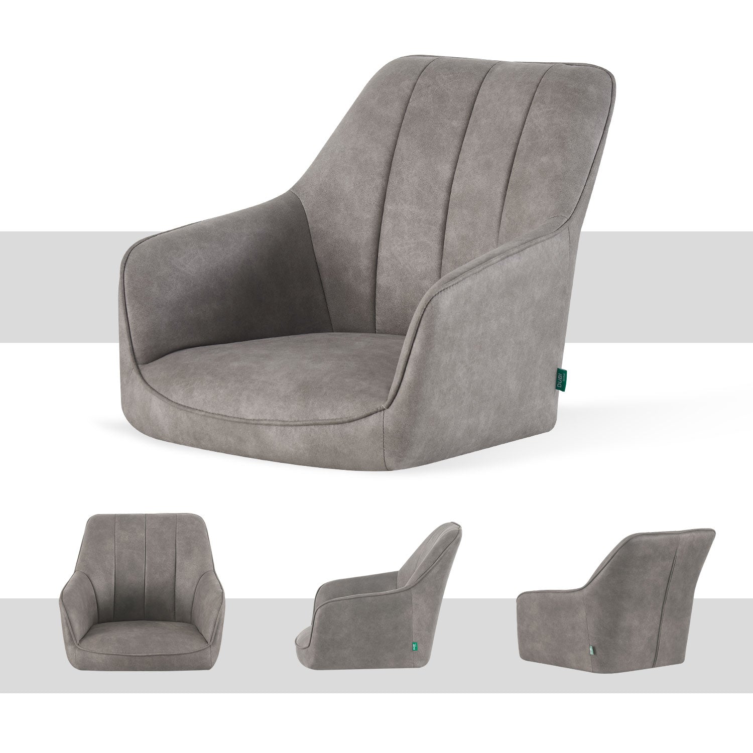 RETOURENRÜCKLÄUFER Esszimmerstuhl Thomas | 180° drehbar mit Rückholfunktion | Wildleder grau| DUBI Möbel