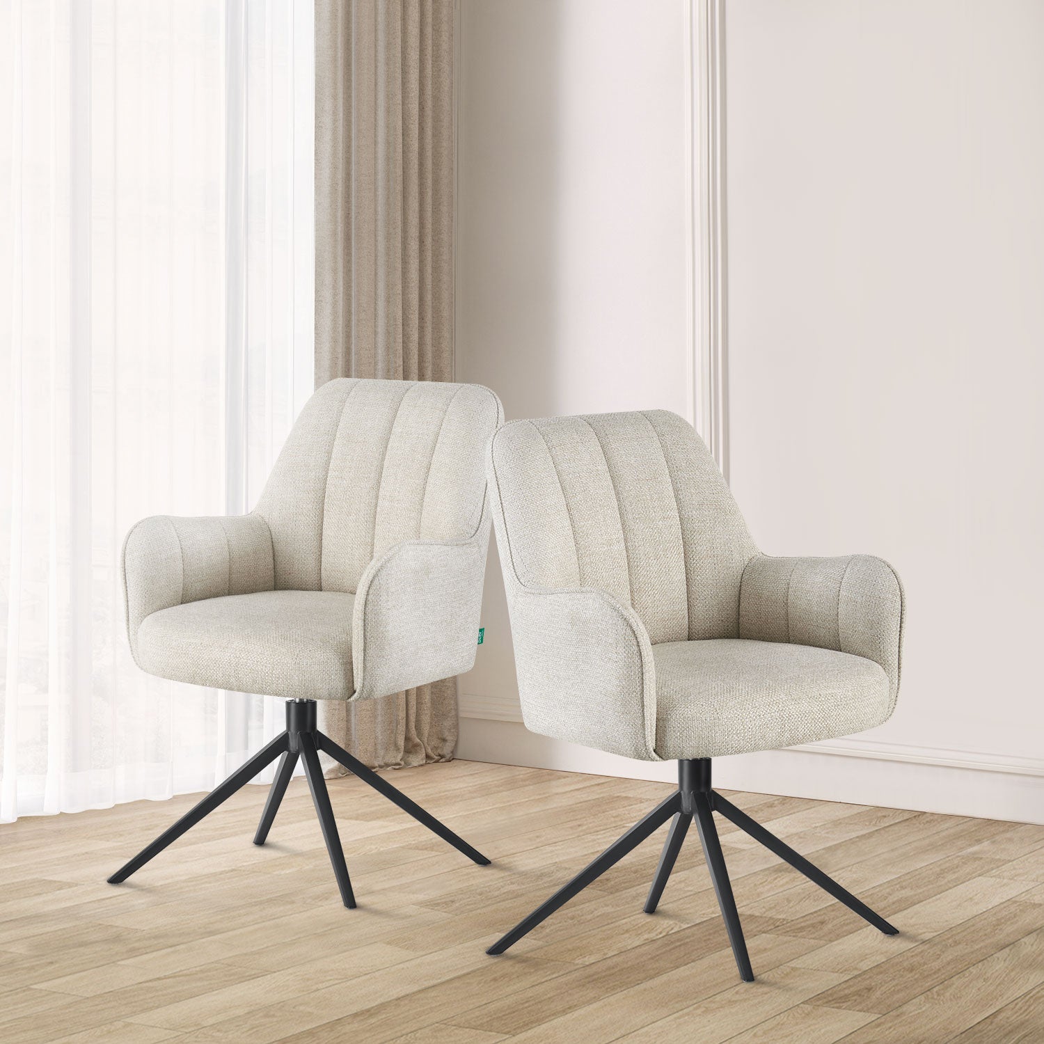 RETOURENRÜCKLÄUFER Esszimmerstuhl Thomas | 360° drehbar mit Rückholfunktion|Creme| DUBI Möbel