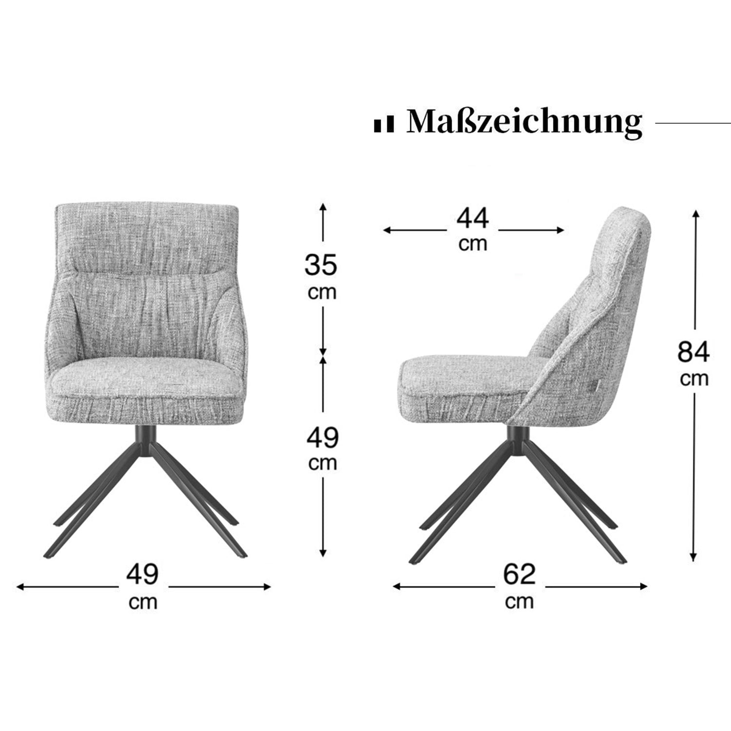 Esszimmerstühle MIRELA 2er Set | 360° drehbar mit Rückholfunktion | DUBI Möbel