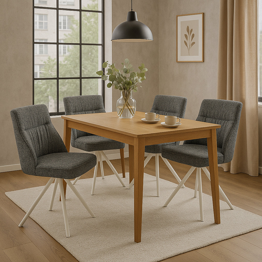 Esszimmerstühle LINNEA 2er Set | 360° drehbar mit Rückholfunktion | DUBI Möbel