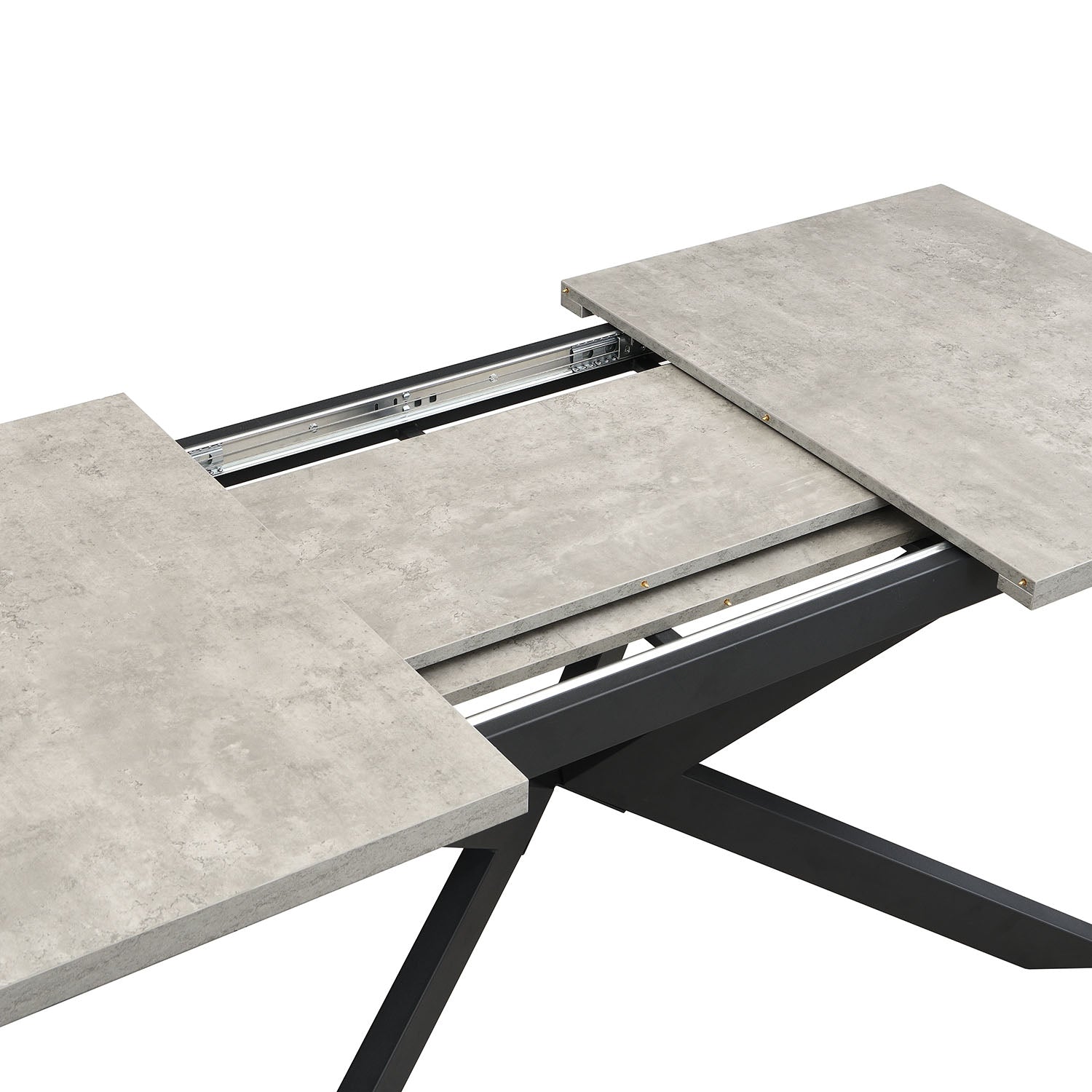 Ausziehtisch MALTE | mit 2 Einlegeplatten | 140-220x90x76 cm | Gestell Schwarz pulverbeschichtet | DUBI Möbel
