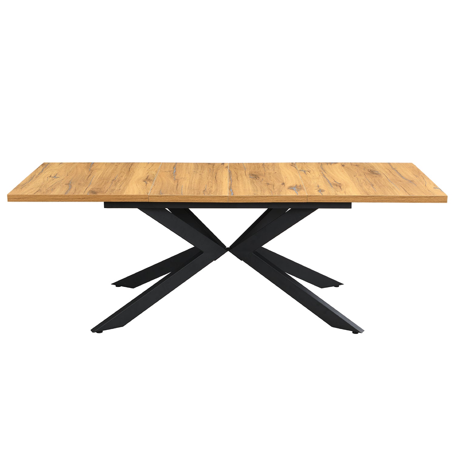 Ausziehtisch MALTE | mit 2 Einlegeplatten | 140-220x90x76 cm | Gestell Schwarz pulverbeschichtet | DUBI Möbel