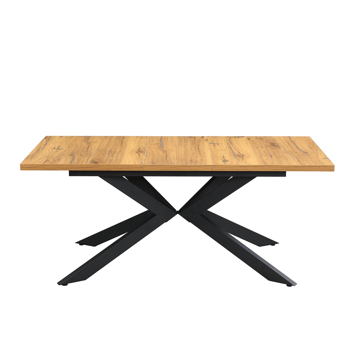 Ausziehtisch MALTE | mit 2 Einlegeplatten | 140-220x90x76 cm | Gestell Schwarz pulverbeschichtet | DUBI Möbel