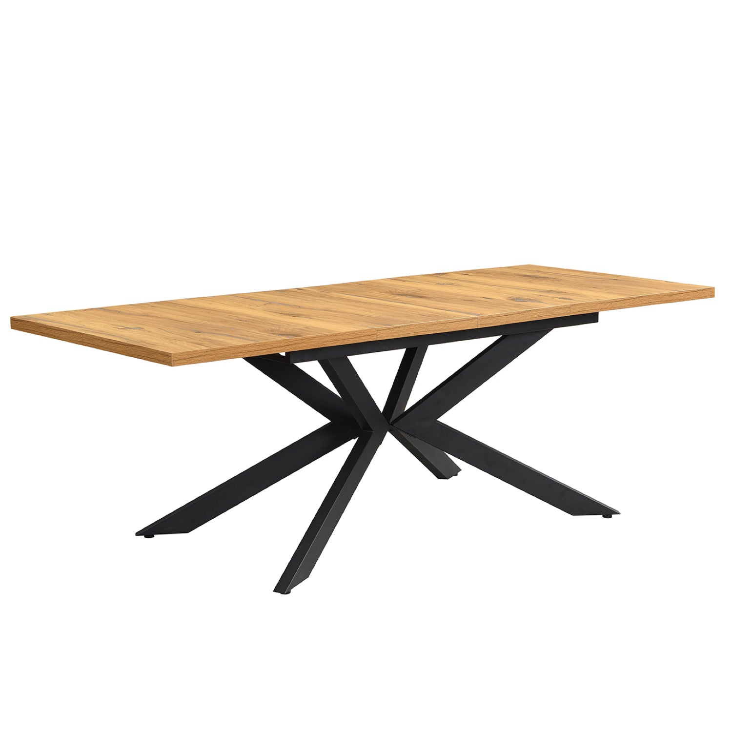 Ausziehtisch MALTE | mit 2 Einlegeplatten | 140-220x90x76 cm | Gestell Schwarz pulverbeschichtet | DUBI Möbel