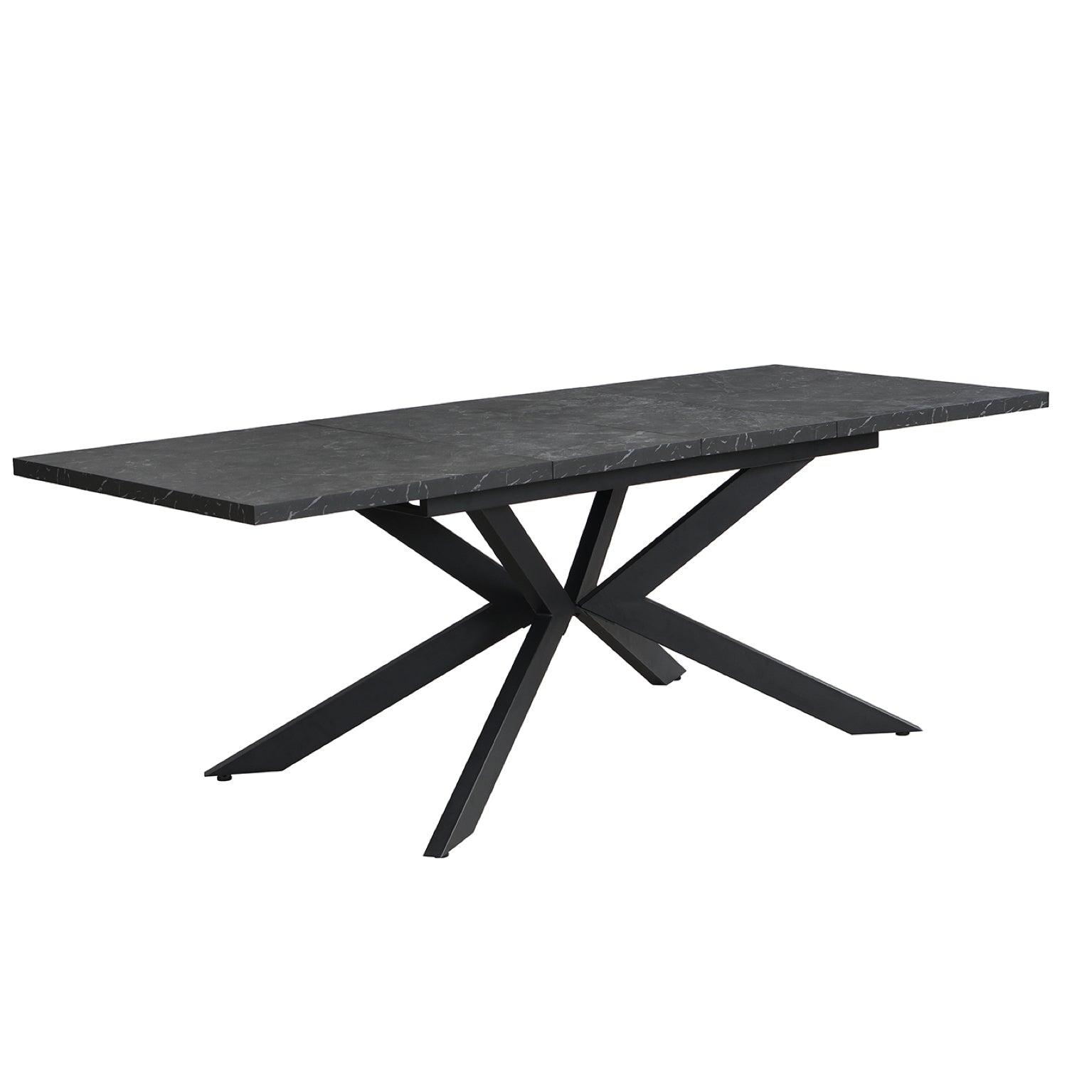 Ausziehtisch MALTE | mit 2 Einlegeplatten | 140-220x90x76 cm | Gestell Schwarz pulverbeschichtet | DUBI Möbel