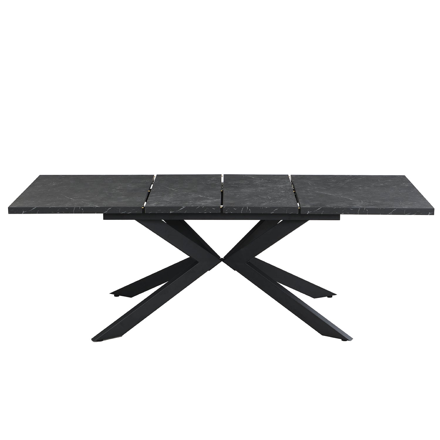 Ausziehtisch MALTE | mit 2 Einlegeplatten | 140-220x90x76 cm | Gestell Schwarz pulverbeschichtet | DUBI Möbel