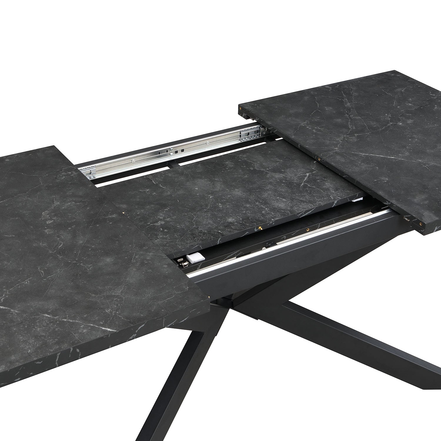Ausziehtisch MALTE | mit 2 Einlegeplatten | 140-220x90x76 cm | Gestell Schwarz pulverbeschichtet | DUBI Möbel