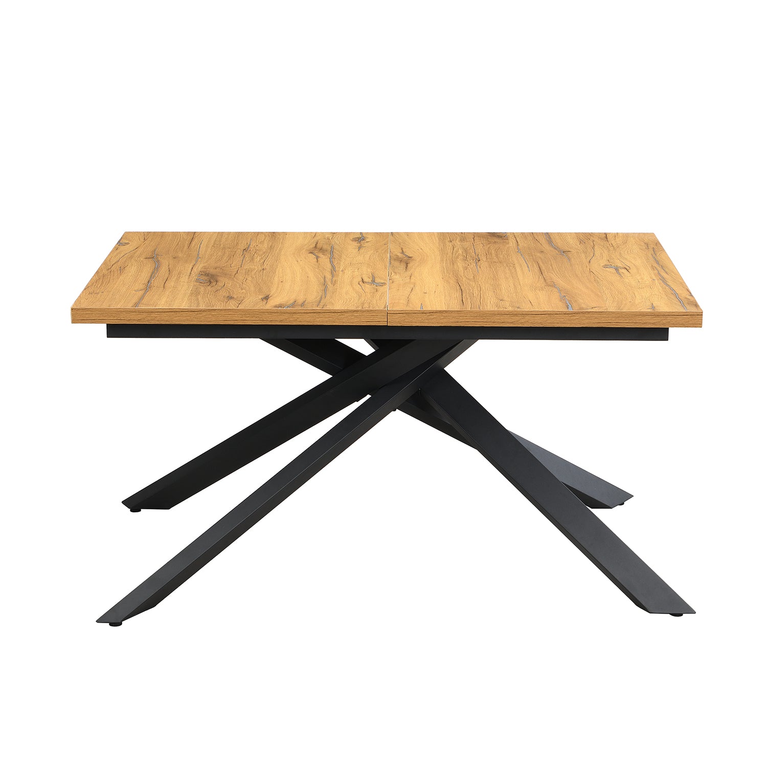 Ausziehtisch MALTE | mit 2 Einlegeplatten | 140-220x90x76 cm | Gestell Schwarz pulverbeschichtet | DUBI Möbel