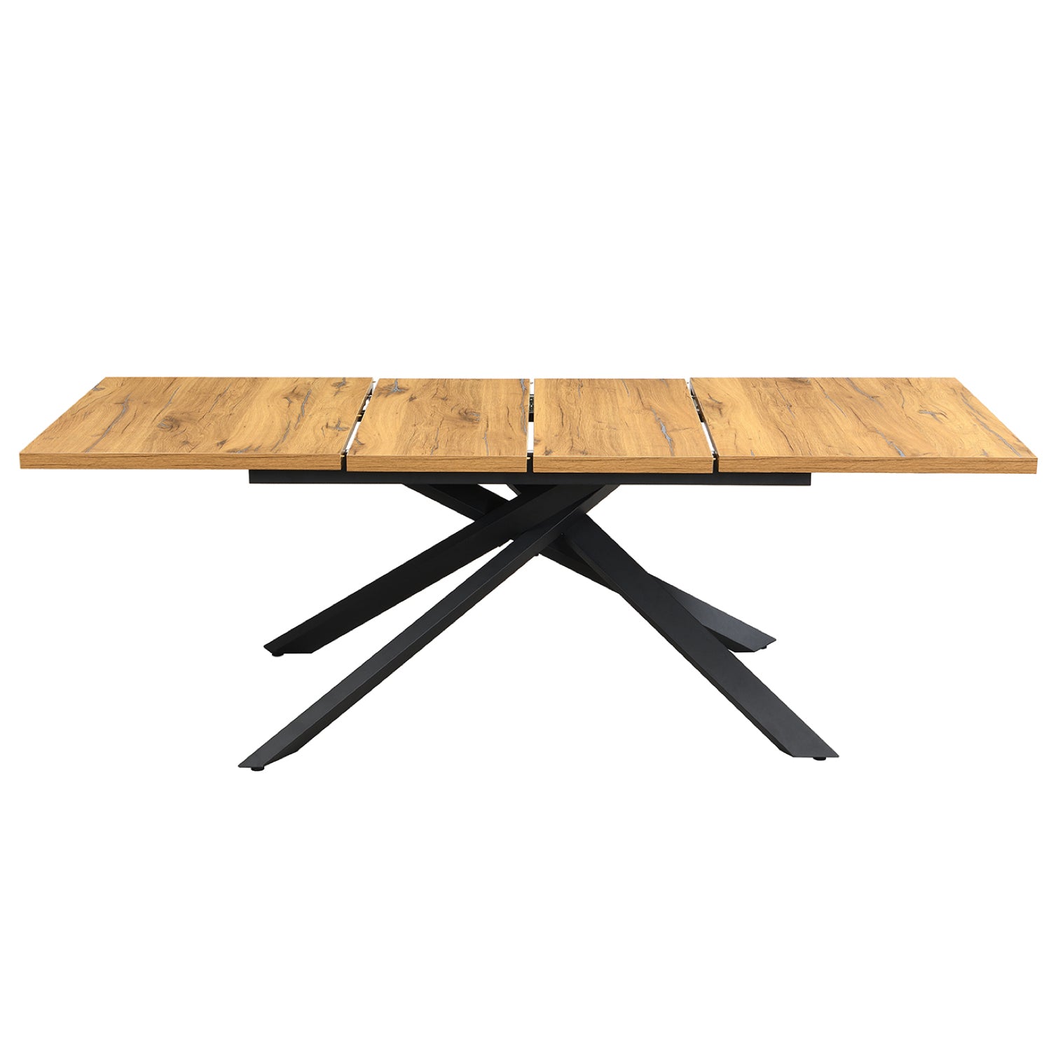 Ausziehtisch MALTE | mit 2 Einlegeplatten | 140-220x90x76 cm | Gestell Schwarz pulverbeschichtet | DUBI Möbel