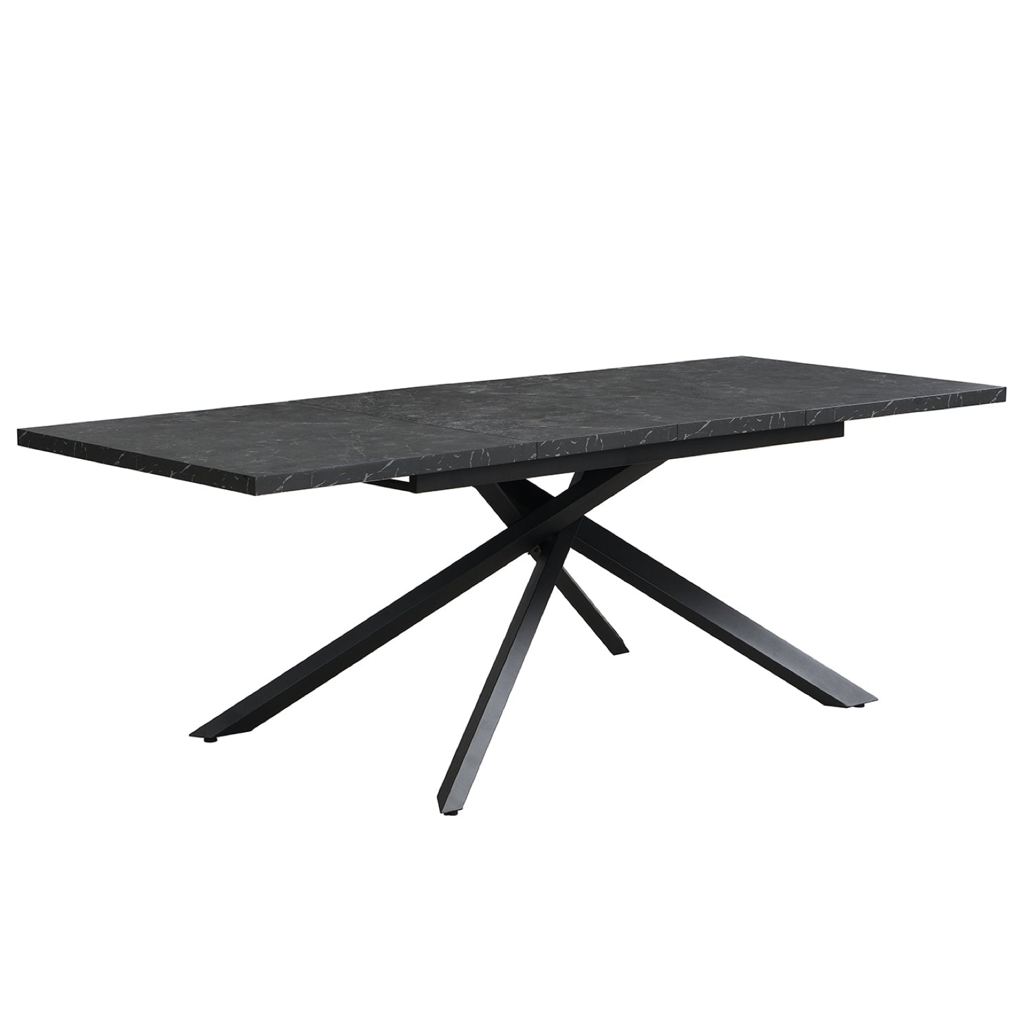 Ausziehtisch MALTE | mit 2 Einlegeplatten | 140-220x90x76 cm | Gestell Schwarz pulverbeschichtet | DUBI Möbel