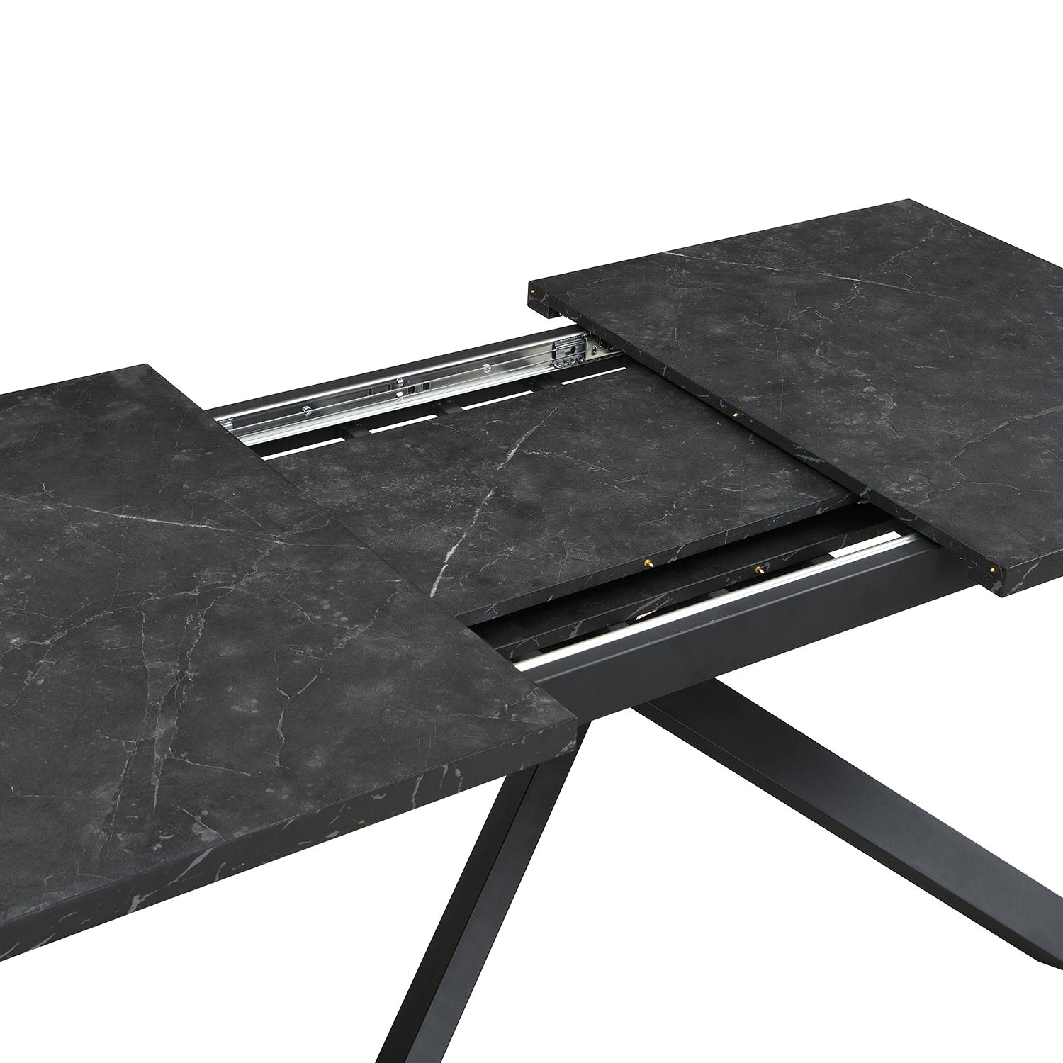 Ausziehtisch MALTE | mit 2 Einlegeplatten | 140-220x90x76 cm | Gestell Schwarz pulverbeschichtet | DUBI Möbel
