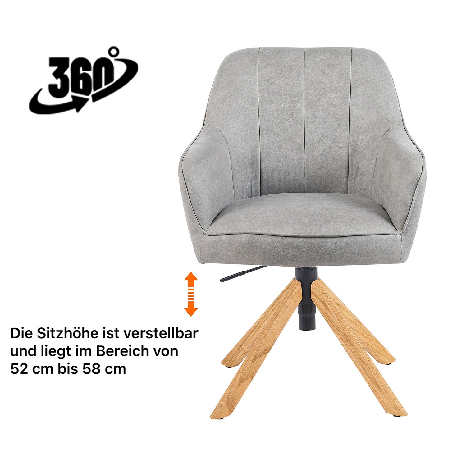 Esszimmerstuhl Mika-Jaro 2er-Set | 360° drehbar | höhenverstellbar | Eiche geölt Natur | DUBI Möbel
