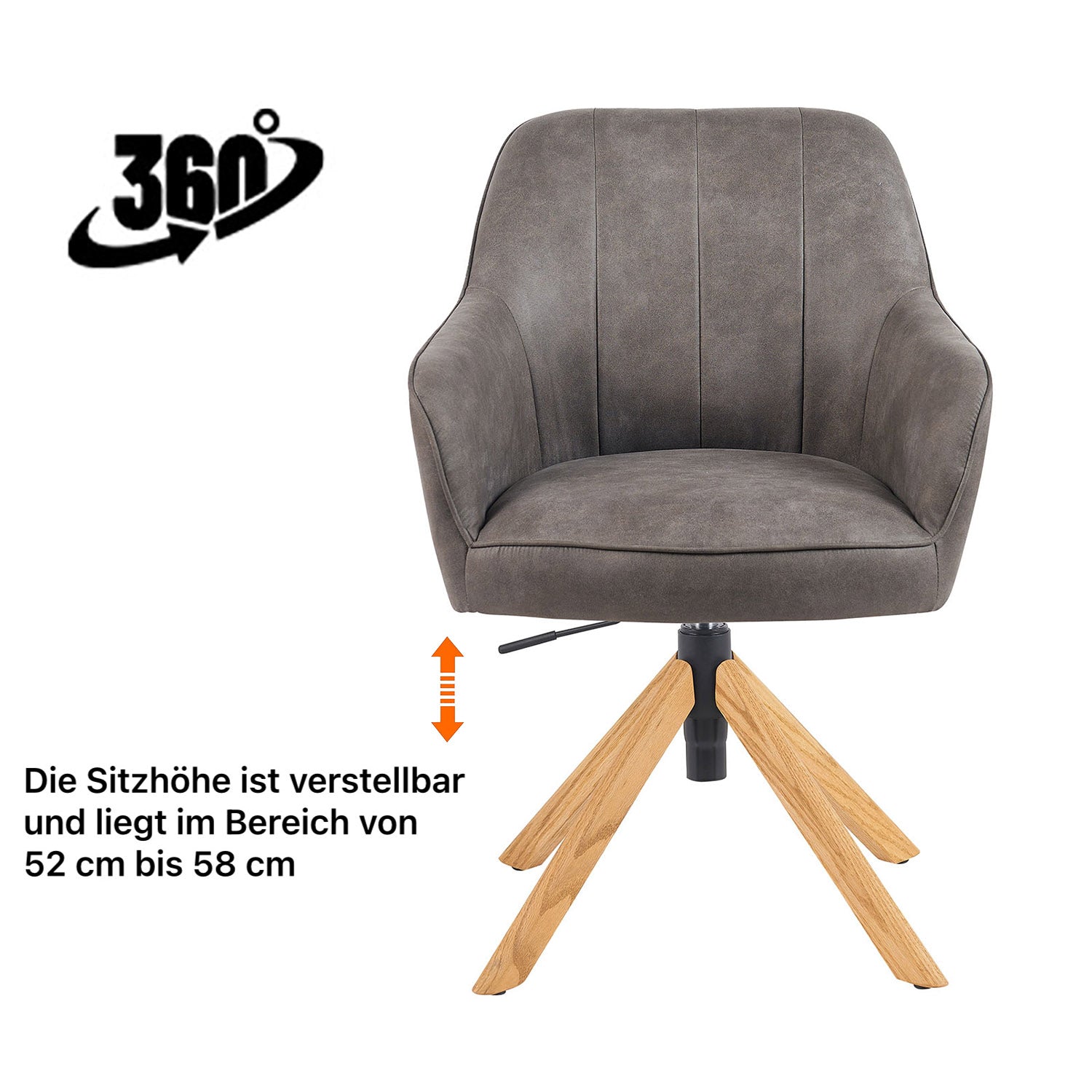 Esszimmerstuhl Mika-Jaro 2er-Set | 360° drehbar | höhenverstellbar | Eiche geölt Natur | DUBI Möbel