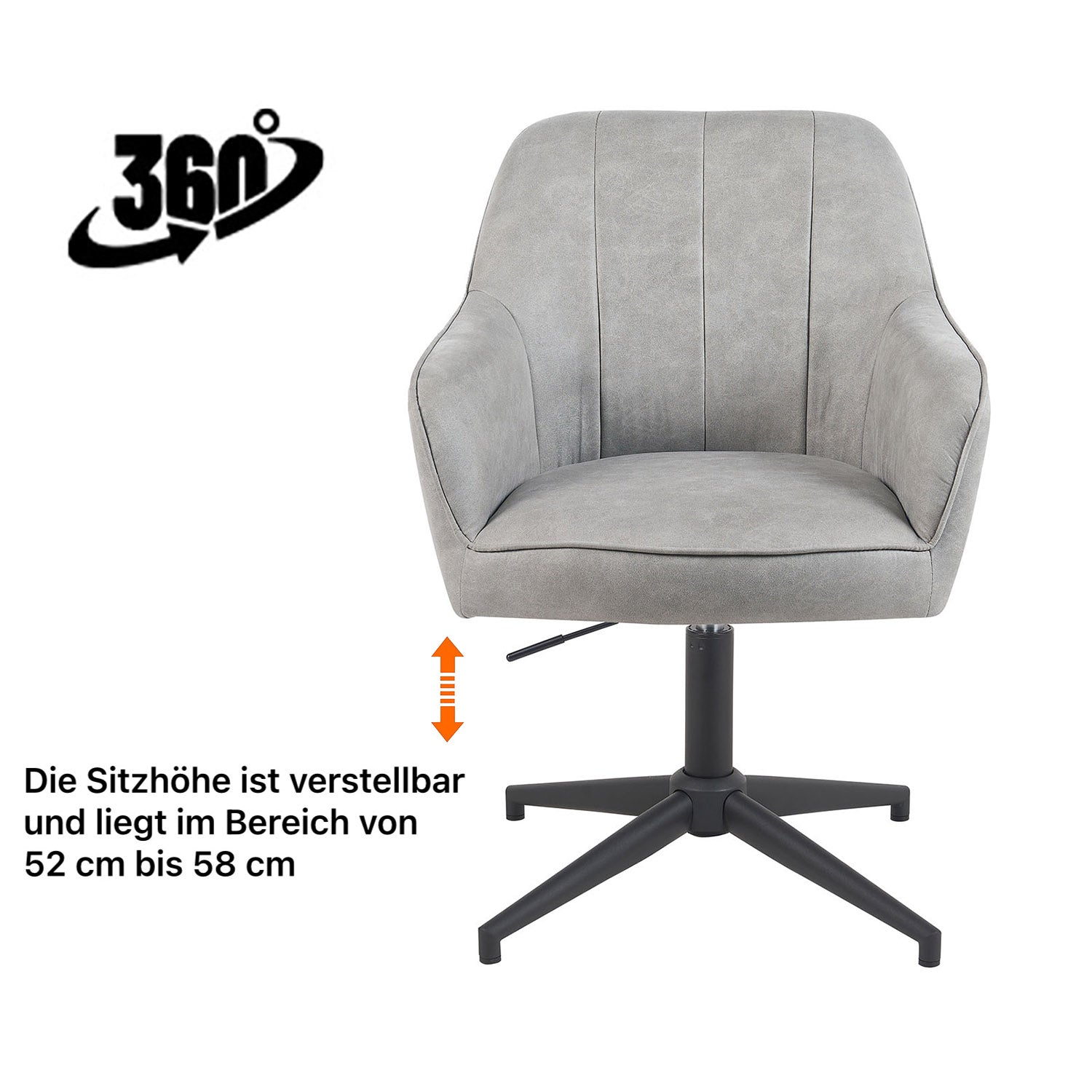 Esszimmerstuhl Mika-Elin 2er-Set | 360° drehbar | höhenverstellbar | Metall pulverbeschichtet Matt-Schwarz | DUBI Möbel