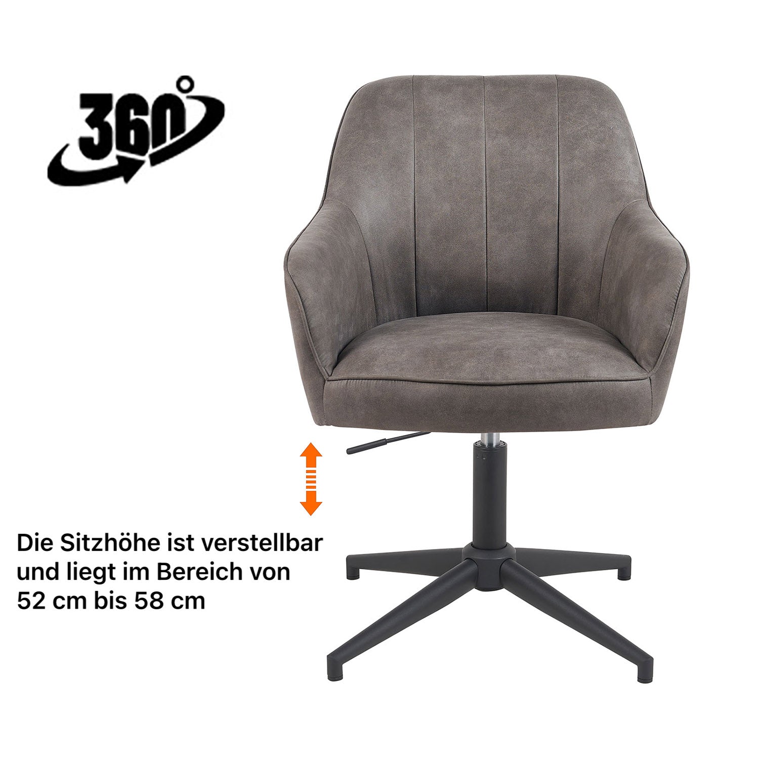 Esszimmerstuhl Mika-Elin 2er-Set | 360° drehbar | höhenverstellbar | Metall pulverbeschichtet Matt-Schwarz | DUBI Möbel