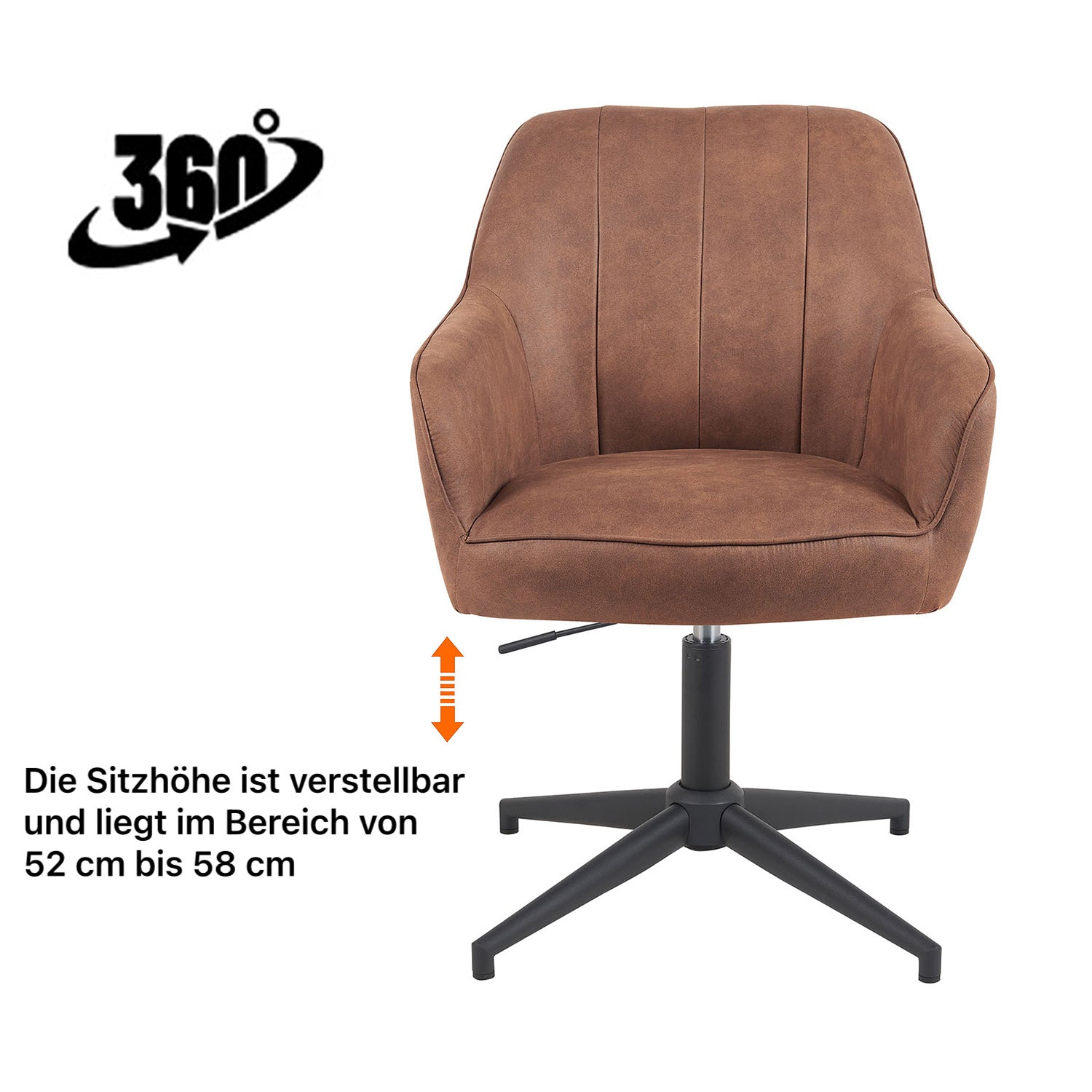 Esszimmerstuhl Mika-Elin 2er-Set | 360° drehbar | höhenverstellbar | Metall pulverbeschichtet Matt-Schwarz | DUBI Möbel