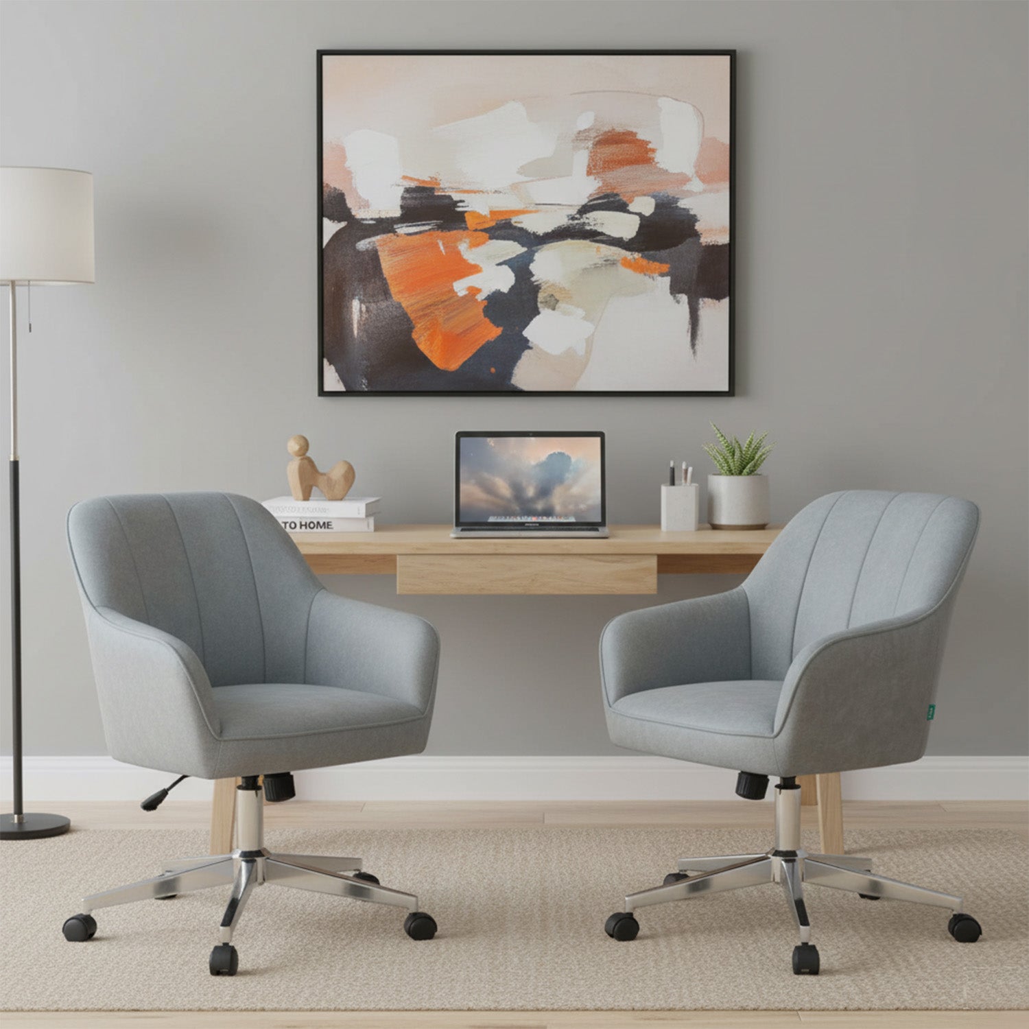 Bürostuhl Mika-Lian 2er-Set | mit Rollen | 360° drehbar | höhenverstellbar | Chrom | DUBI Möbel