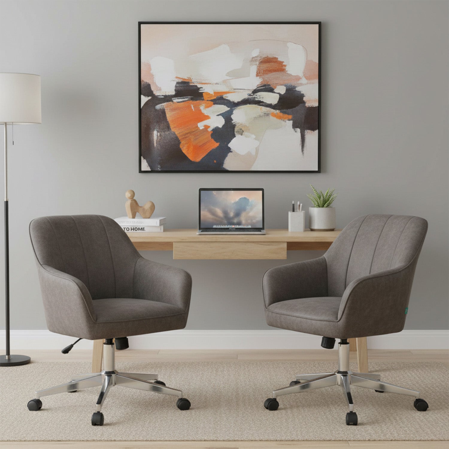 Bürostuhl Mika-Lian 2er-Set | mit Rollen | 360° drehbar | höhenverstellbar | Chrom | DUBI Möbel