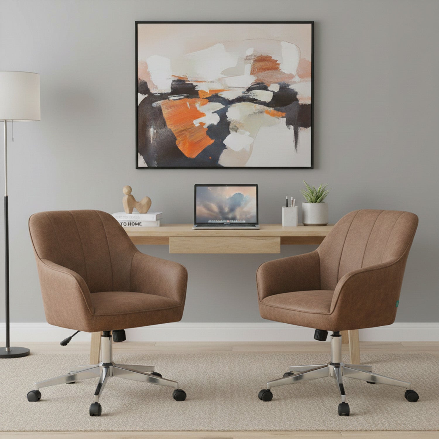 Bürostuhl Mika-Lian 2er-Set | mit Rollen | 360° drehbar | höhenverstellbar | Chrom | DUBI Möbel