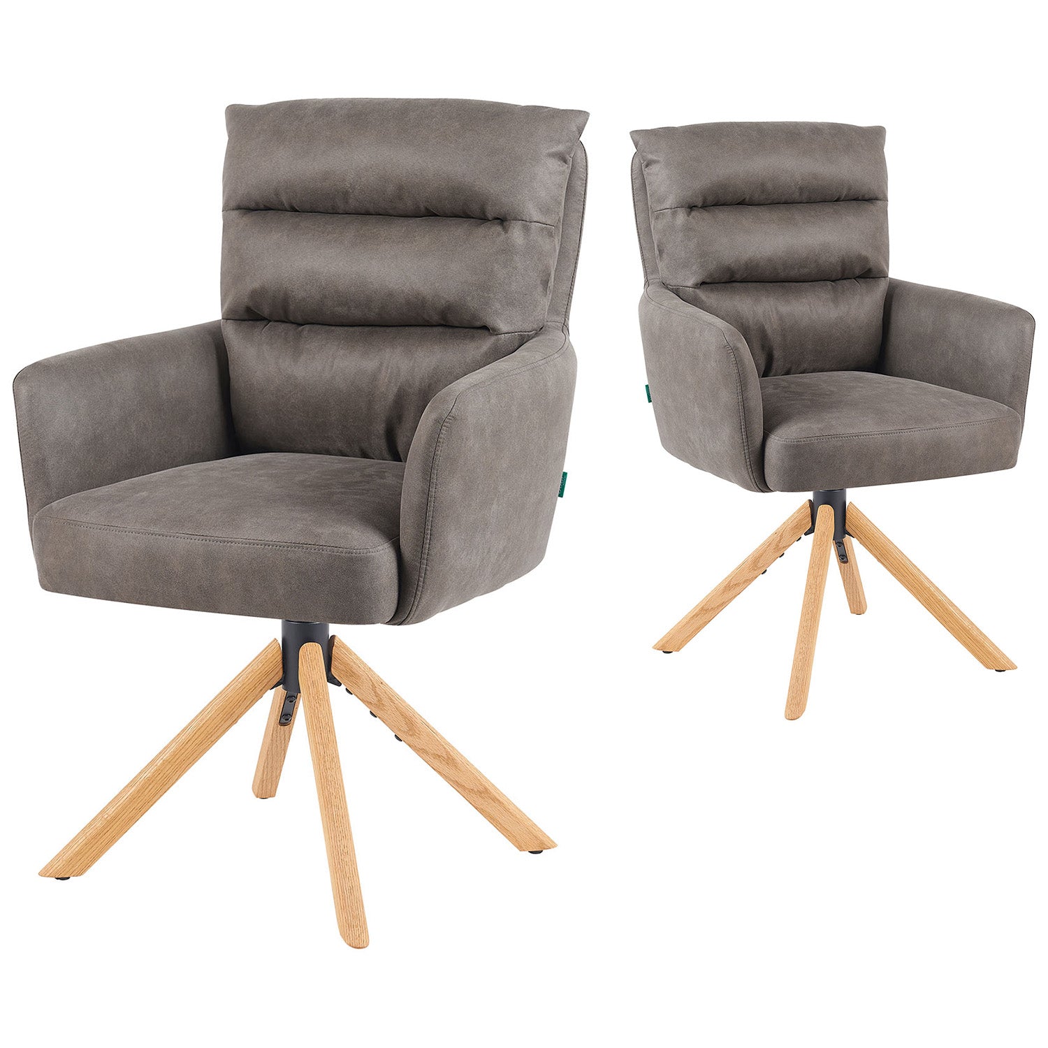 Esszimmerstuhl Mika-Jule 2er-Set | 360° drehbar | Rückstellfunktion | Eiche geölt Natur | DUBI Möbel