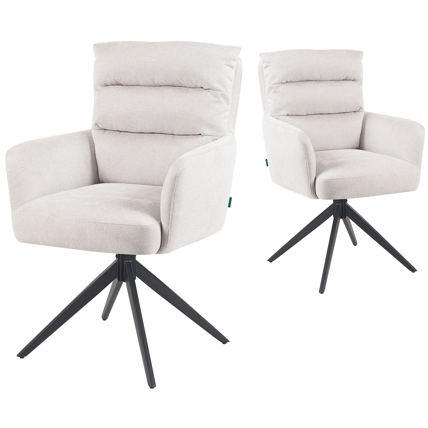 Esszimmerstuhl Mika-Alva 2er-Set | 360° drehbar | Metall pulverbeschichtet Matt-Schwarz | DUBI Möbel