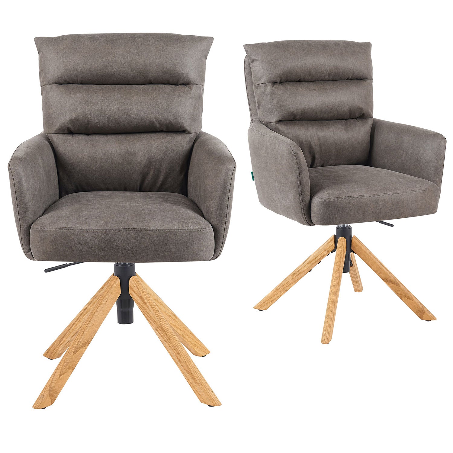 Esszimmerstuhl Mika-Tesa 2er-Set | 360° drehbar | höhenverstellbar | Eiche geölt Natur | DUBI Möbel