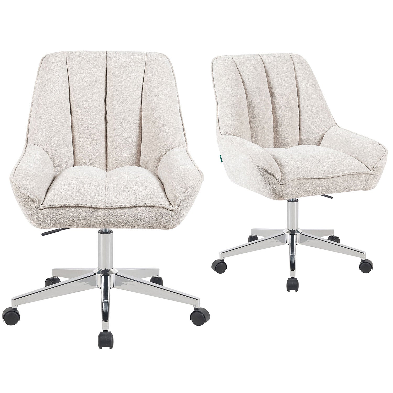 Bürostuhl Mika-Megan 2er-Set | mit Rollen | 360° drehbar | höhenverstellbar | Chrom | DUBI Möbel