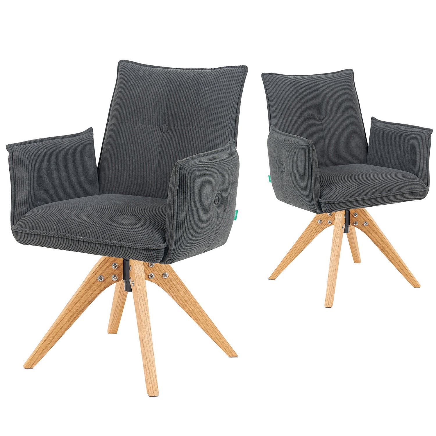 Esszimmerstuhl Mika-Emil 2er-Set | 360° drehbar | Eiche geölt Natur | DUBI Möbel