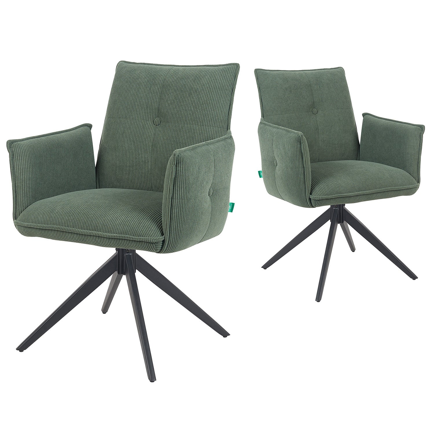 Esszimmerstuhl Mika-Nina 2er-Set | 360° drehbar | Metall pulverbeschichtet Matt-Schwarz | DUBI Möbel